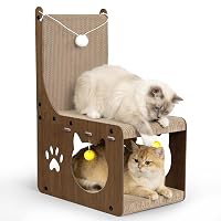 Gimars Tiragraffi per Gatti a Forma di Sedia, Gratta-Gatto in Cartone