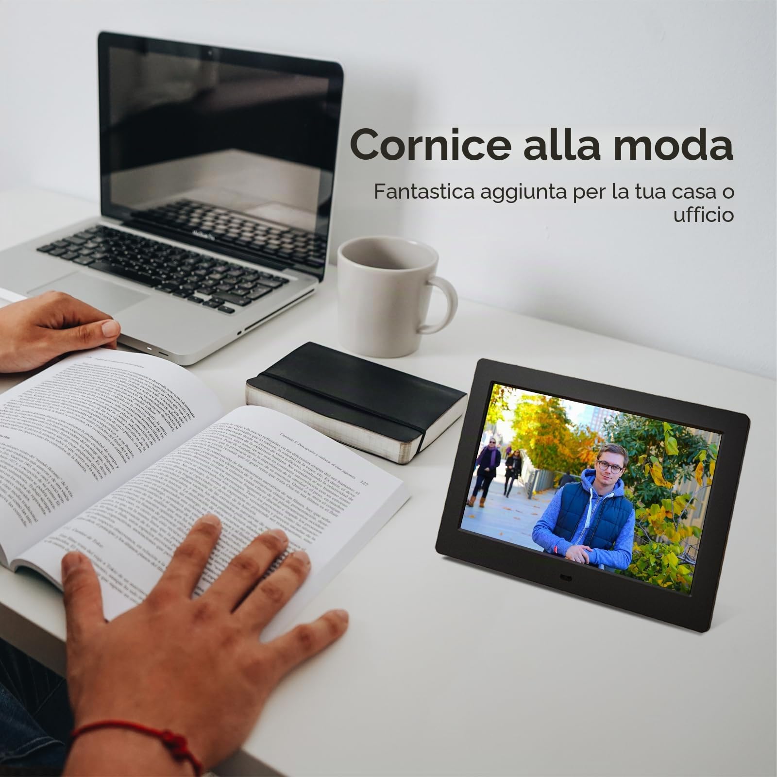 7 Pollici cornice digitale,cornice digitale foto schermo IPS,Slideshow elettronico a parete con riproduzione di foto/video/musica tramite USB o SD