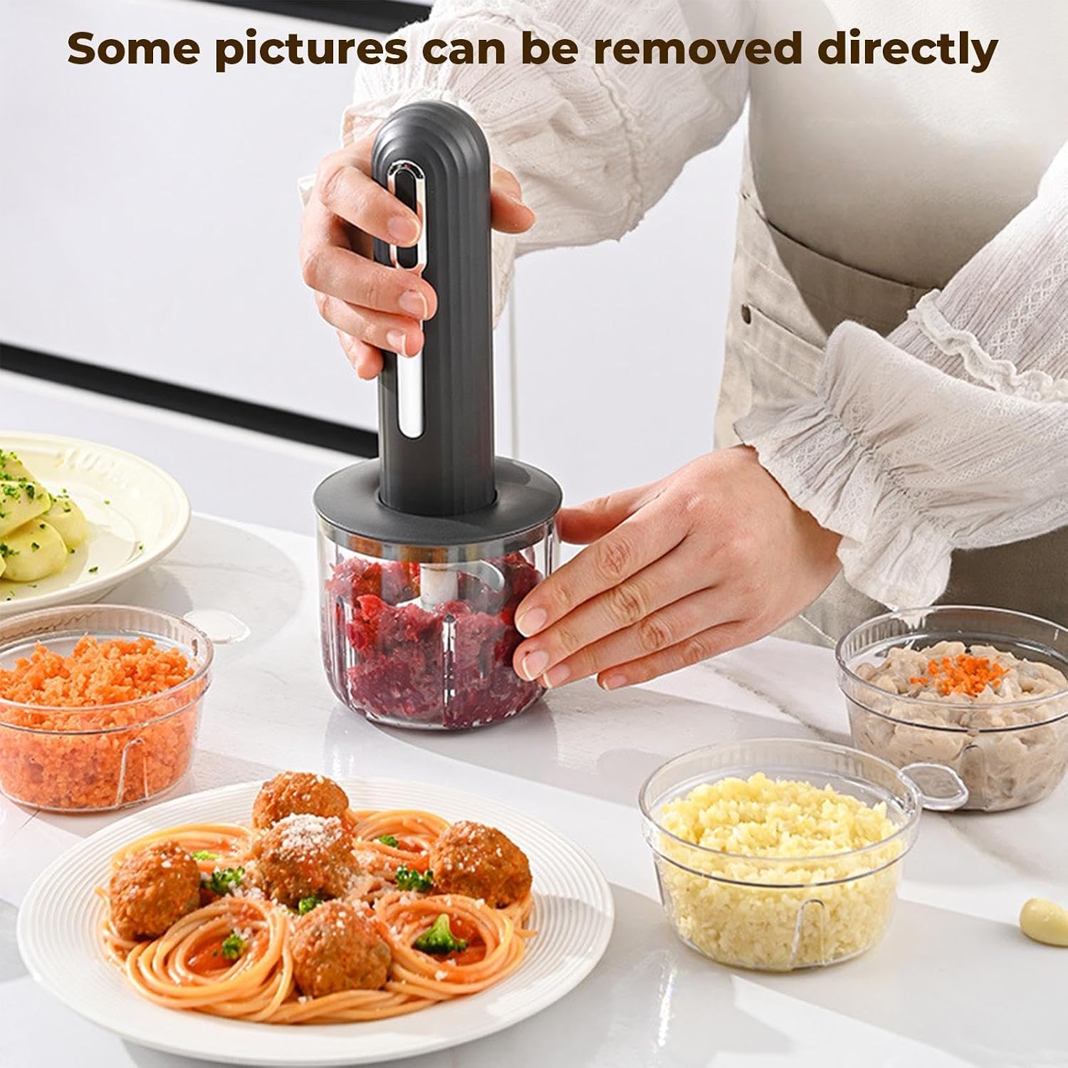 Garlic Chopper Electric | Cordless Kitchen Automatic Small Grinder | Onion Masher - for Adults Men Women Home Kitchen Vegetable Meat Salad Fruit Ginger Onion