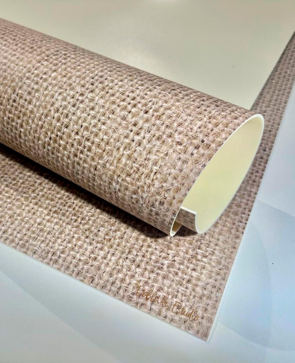 DobleUve Estudio Tapis en vinyle uni imprimé | jute marron, 50 x 100 cm, imperméable, antidérapant, anti-champignons | cuisine salon | enfants | Sol en PVC