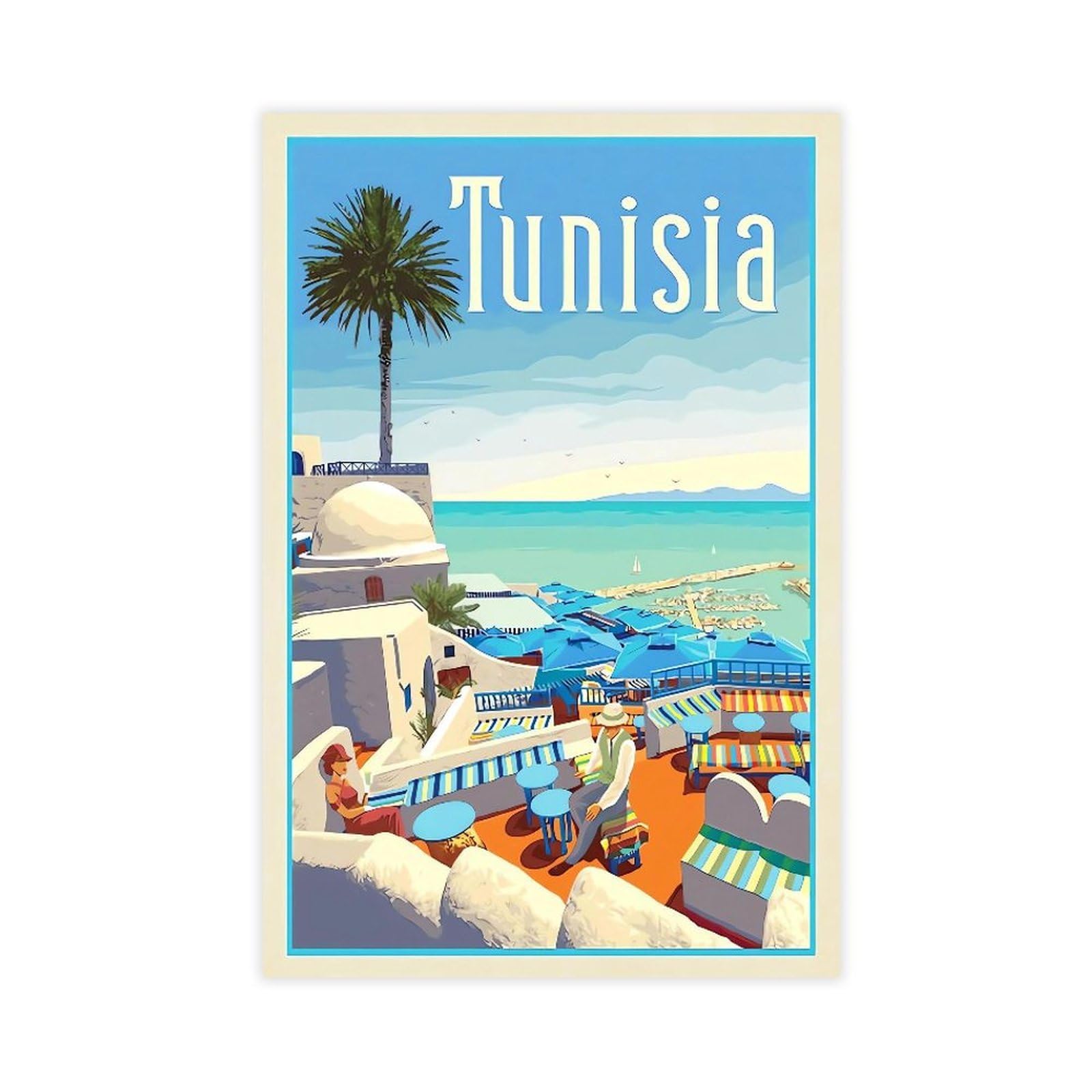 QNVJQKDSI Tunisia Travel Vintage Canvas Poster Bedroom Decor Landscape Office Room Decor Gift 20" L X 30" W