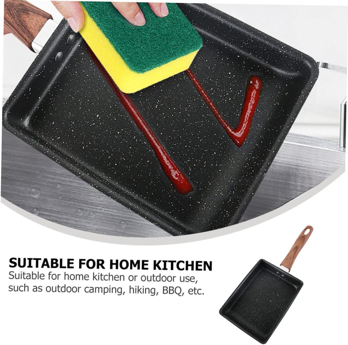1pc Non-stick Tamagoyaki Pan Square Skillet for Cooking Omelets Versatile Home Frying Pan for Grilling and Baking Easy to Clean for Camping and Outdoor Use