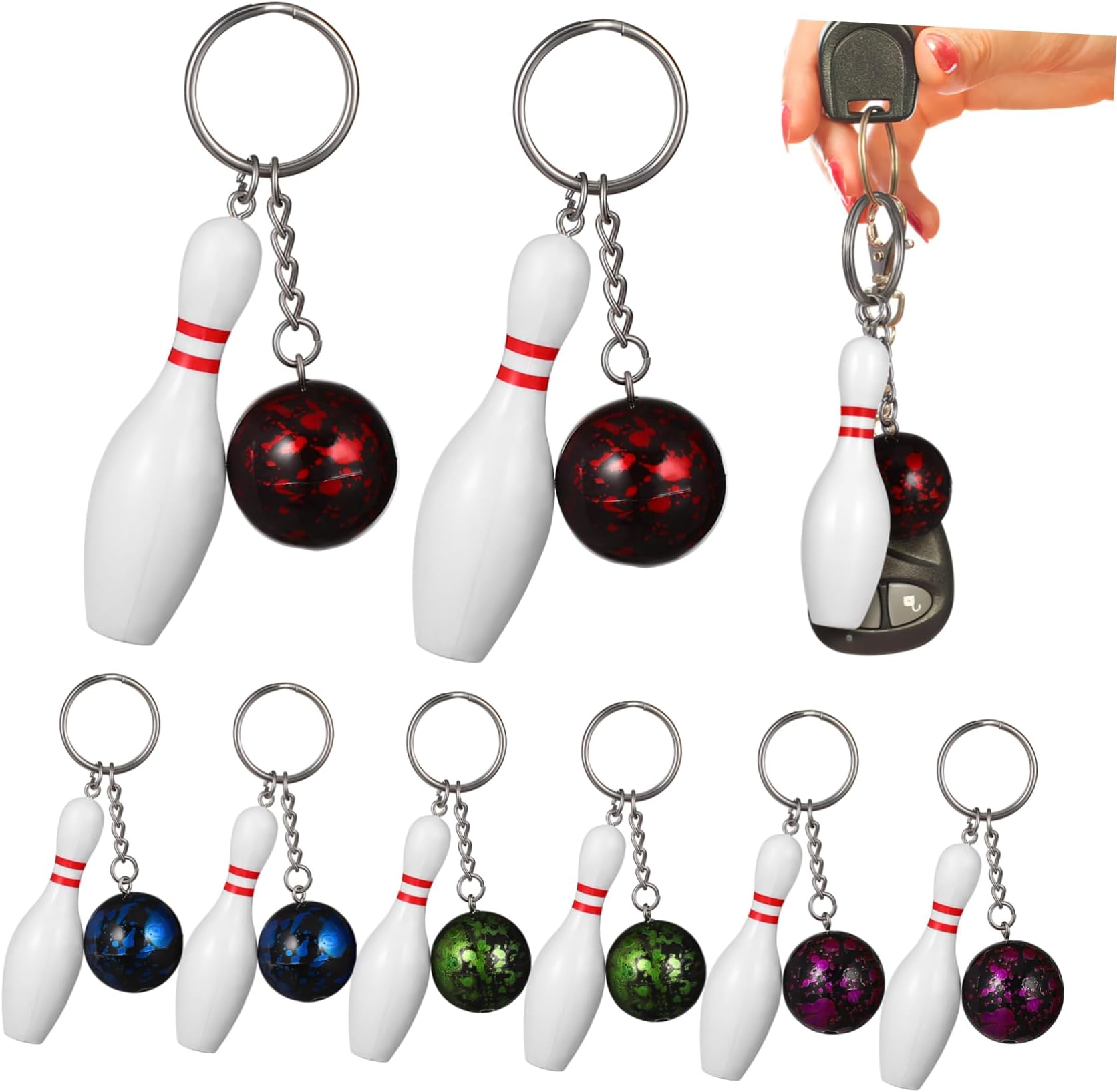 Baluue20 Pcs Decorations Bowling Player Keychain Water Bottles for Kids Car Charm Pendant Bag Hanging Pendant Keychain Backpack Plastic Bottle Stainless Steel Mother Outdoor