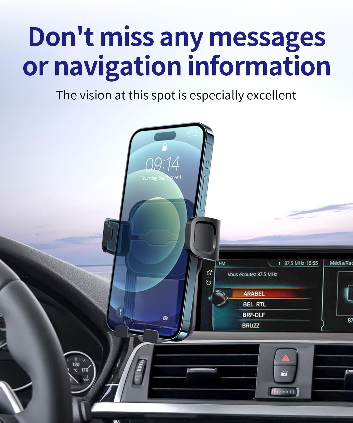 Samochodowy uchwyt na telefon do BMW serii 3 2012-2018/4 serii 2014-2020/2 serii 2014-2021, obrót 360°, 22.4 cm ekran stały klips, akcesoria samochodowe uchwyt nawigacyjny