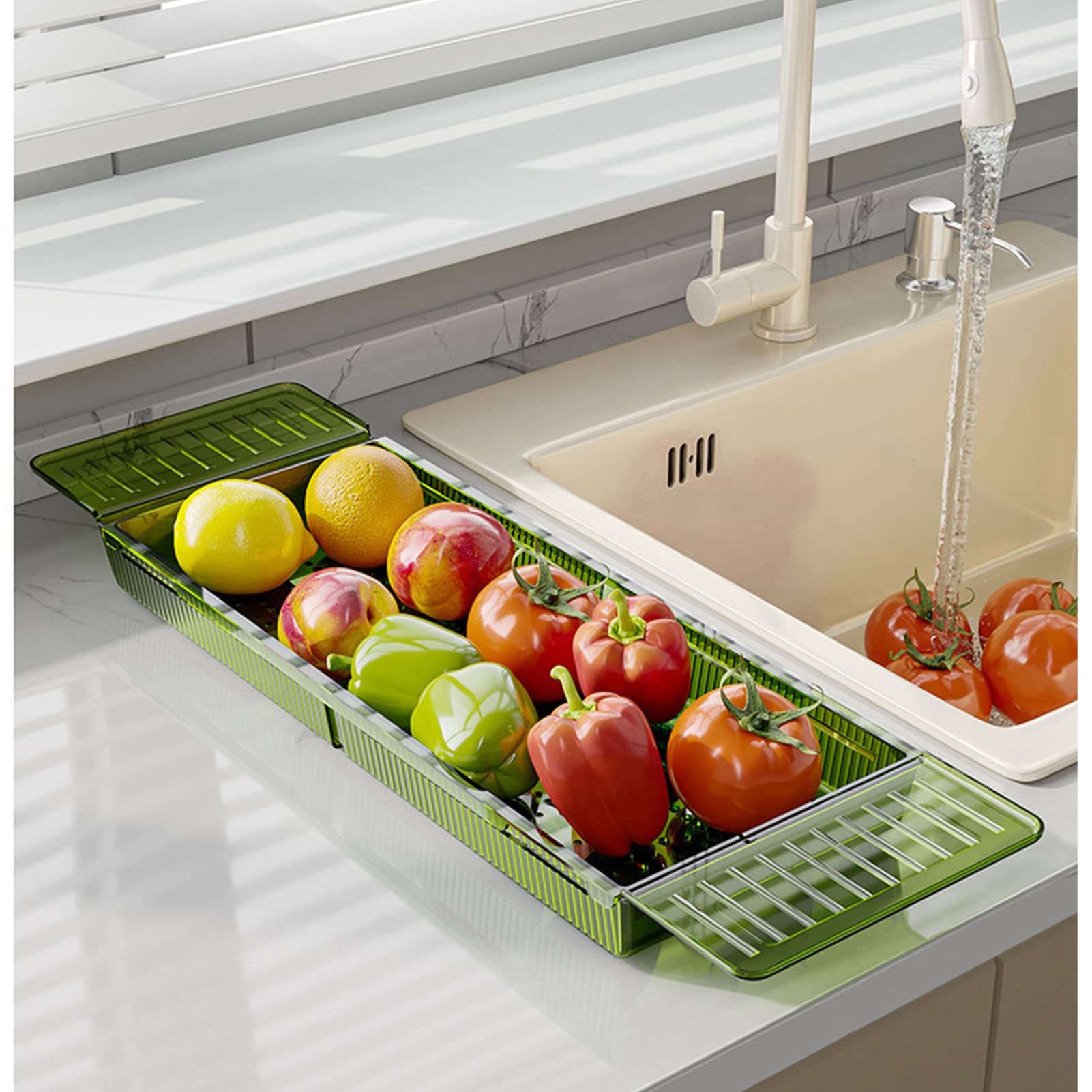 Aramox Estante para Bañera, Bandeja de Plástico Extensible para Bañera con Agarre Antideslizante, Estante para de Gran Capacidad para Sostener Toallas, Teléfonos, Tabletas, Artículos de Ducha para