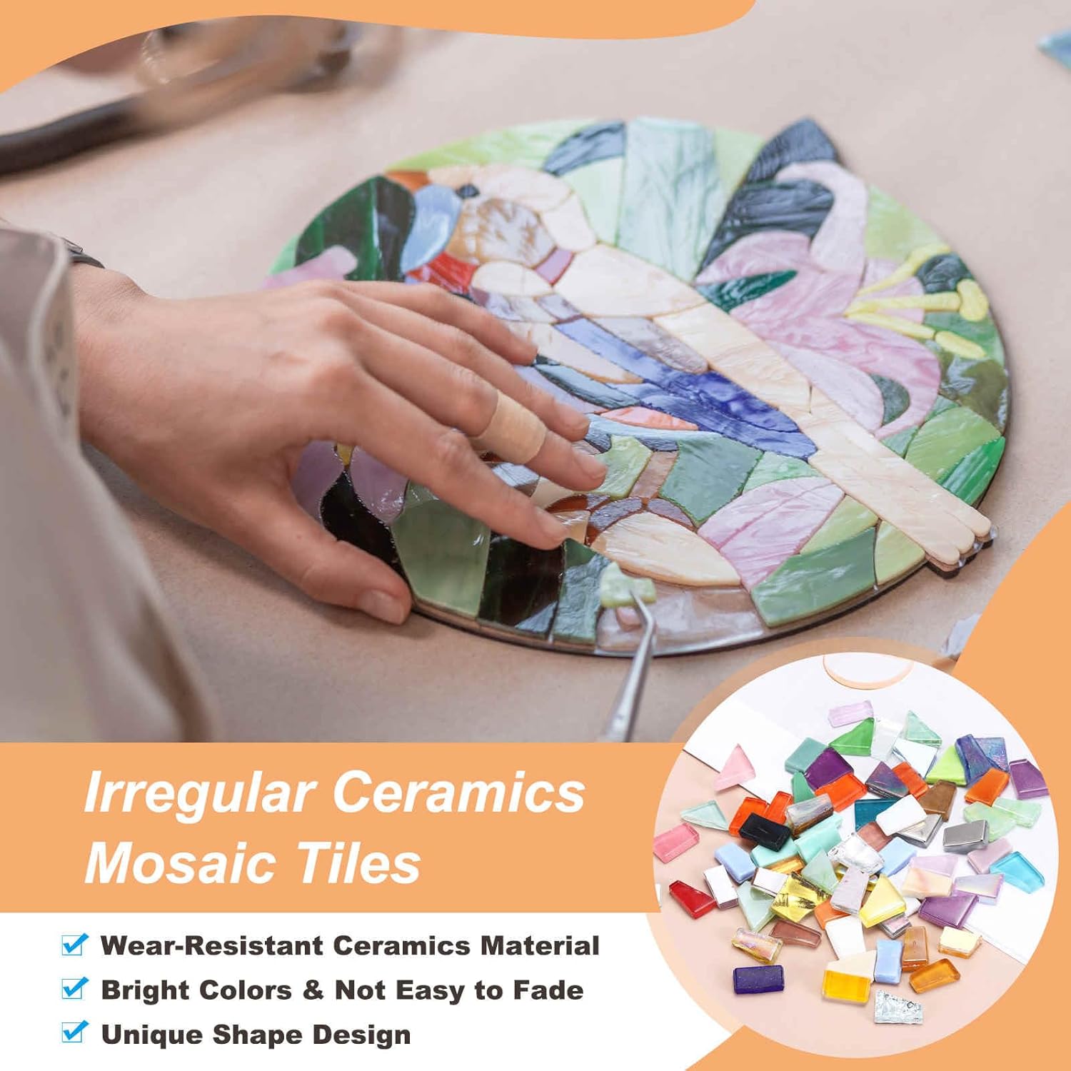 MECCANIXITY Irregular Glass Mosaic Tiles, 500g/1.1LB Irregular Stained Glass Sheets Broken Mosaic Pieces Tiles Supplies Kit Bulk for DIY Art Craft Making Home Decor, White Series