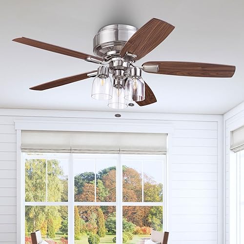 Miniatura 13 de Prominence Home Magonia, 52 inch Farmhouse Style, Flush Mount LED Ceiling Fan with Light, Dimmable, Pull Chain, Dual Finish Blades, Reversible Motor