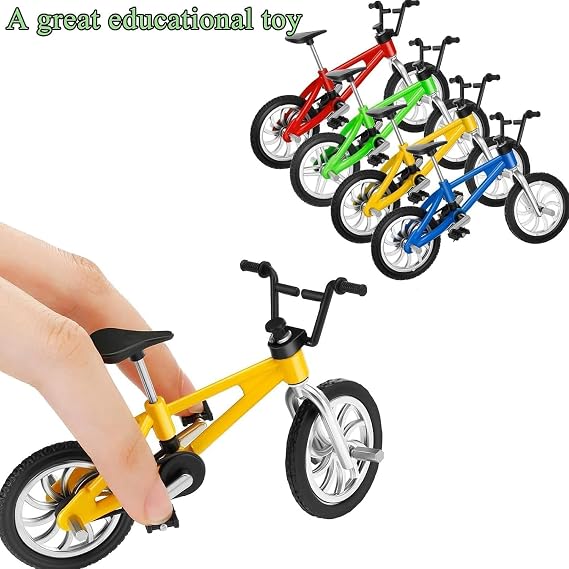4 Pcs Finger Bike, Finger Toy Bikes, Mini Bmx Simulation Finger Mountain Bike, Miniature Bicycle Model Collections Decoration, 4 Colors
