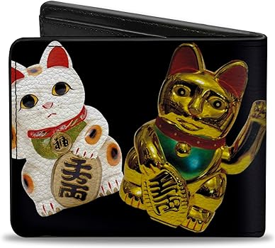 Amazon.com: Buckle-Down PU Bifold Wallet - Maneki Neko Lucky Cats