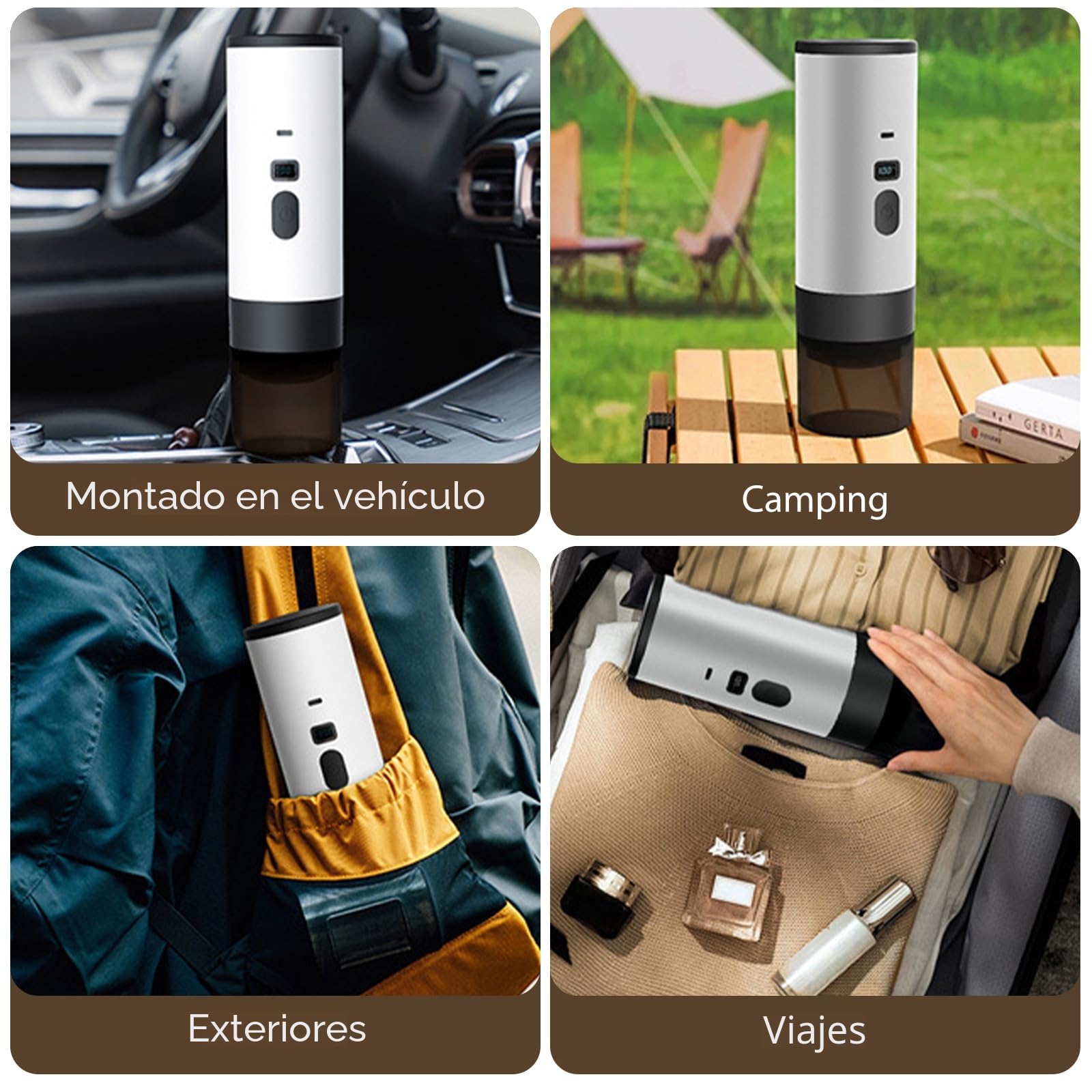 3 En 1 Cafetera Portátil de Café 15 Bares - Cafetera de Espresso de 72W con Cápsulas/Máquina de Espresso Eléctrica USB con Calentamiento Rápido | Depósito de Agua de 90ml | Para Viaje/Oficina