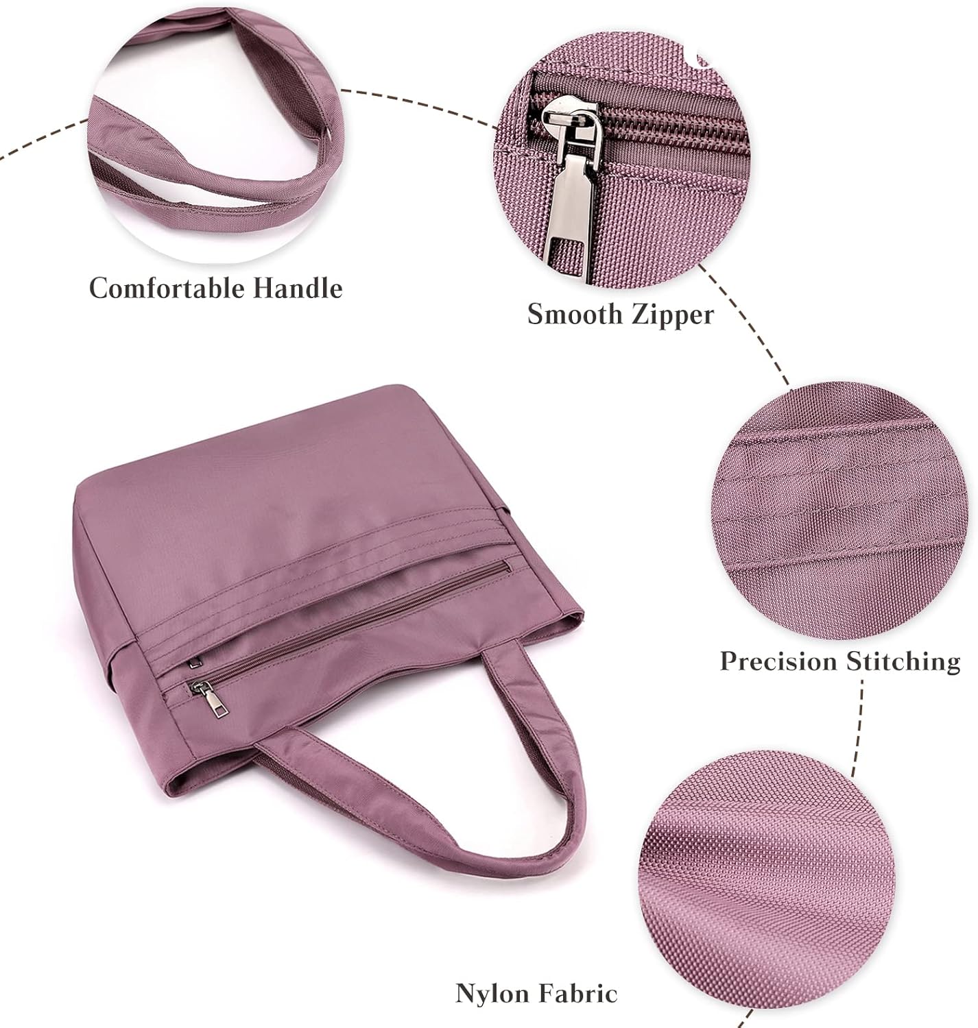 CORIOS Women Nylon Handbag Waterproof Shoulder Bag Multi Pockets Top Handle Casual Lightweight Tote