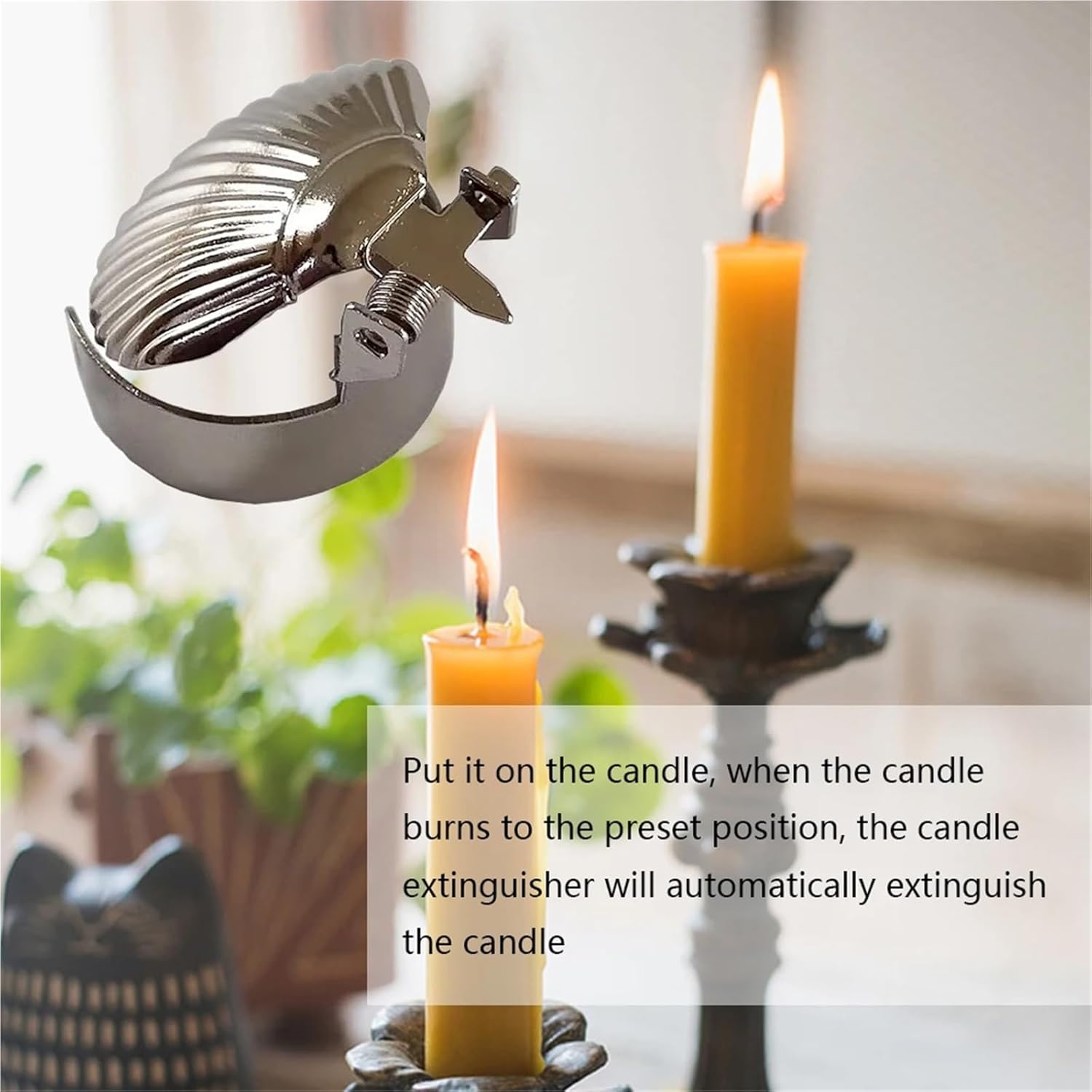 Candle Snuffer 8Pcs Automatic Wick Flame Extinguishing Clip Metal Snuffer Accessories(Gold)