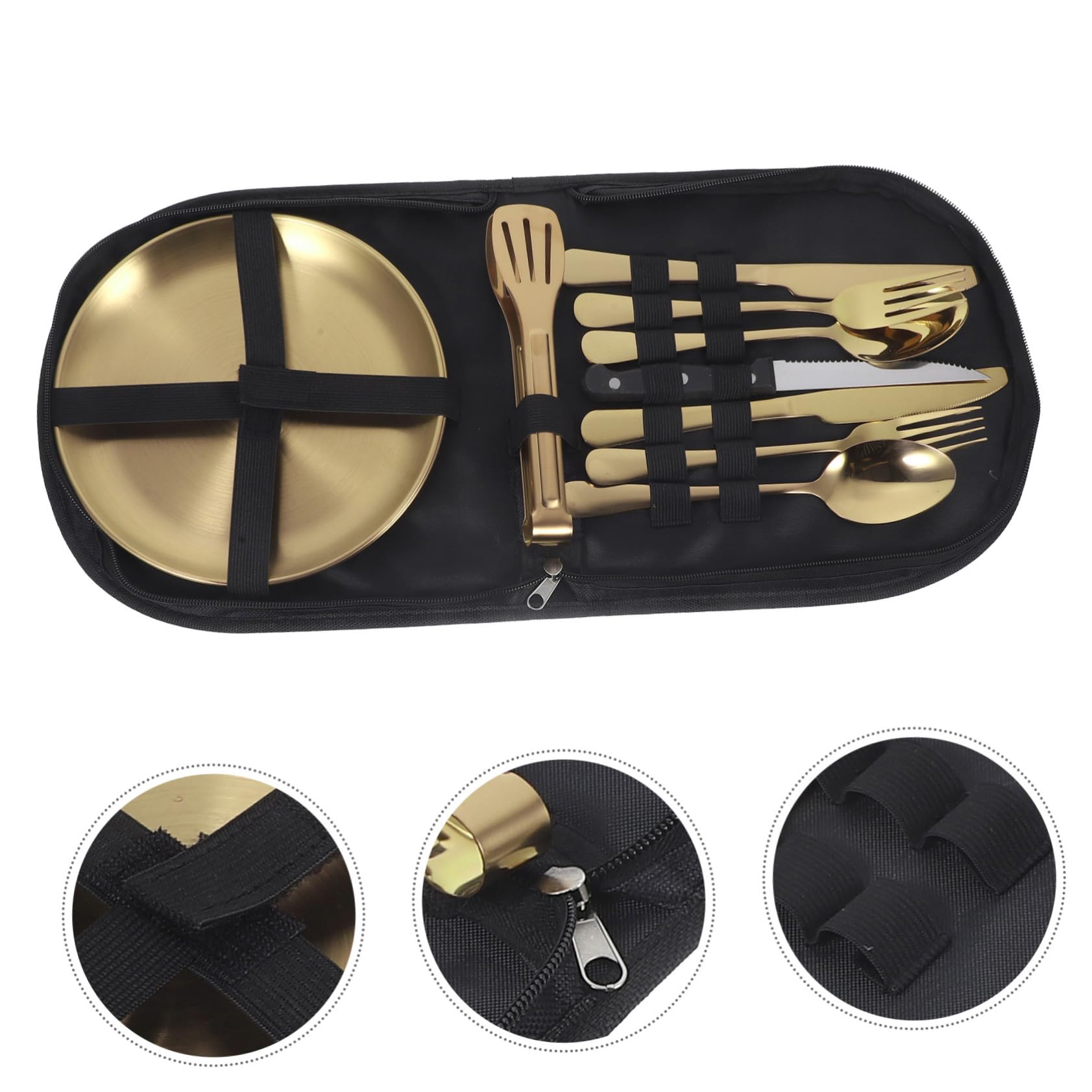 Edelstahl Camping Utensil Mit Fall Für Outdoor-aktivitäten Wie Picknicks Und Reisen Wiederverwendbares Besteck Für Abenteuer