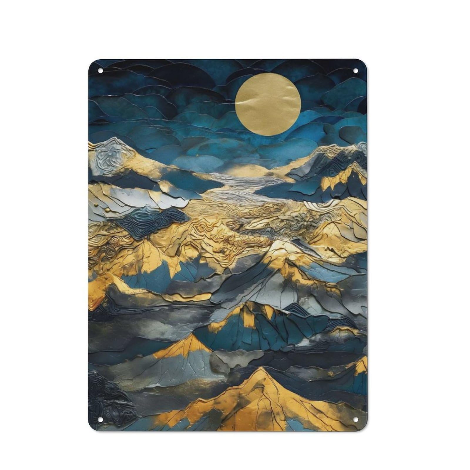 Junmoney Style-14 Tin Wall Plaque 40X30cm With Abstract Nature For Hobby Room Or Studio, For Themed Interiors In Hobby Rooms And Studios