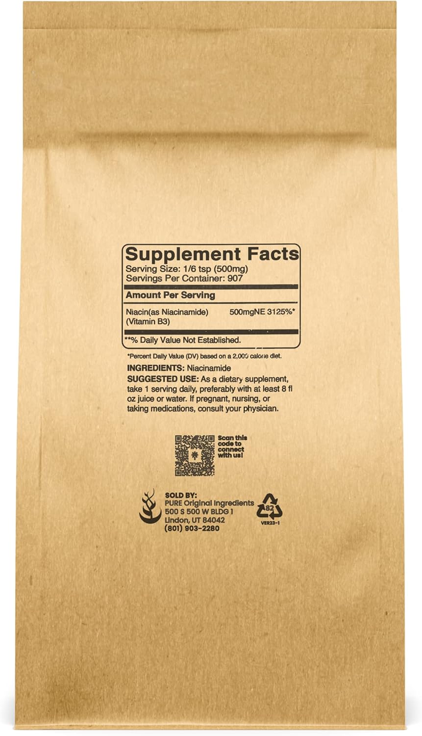 Pure Original Ingredients Niacinamide (1lb) Vitamin B3, Flush-Free, Gluten-Free - Image 2