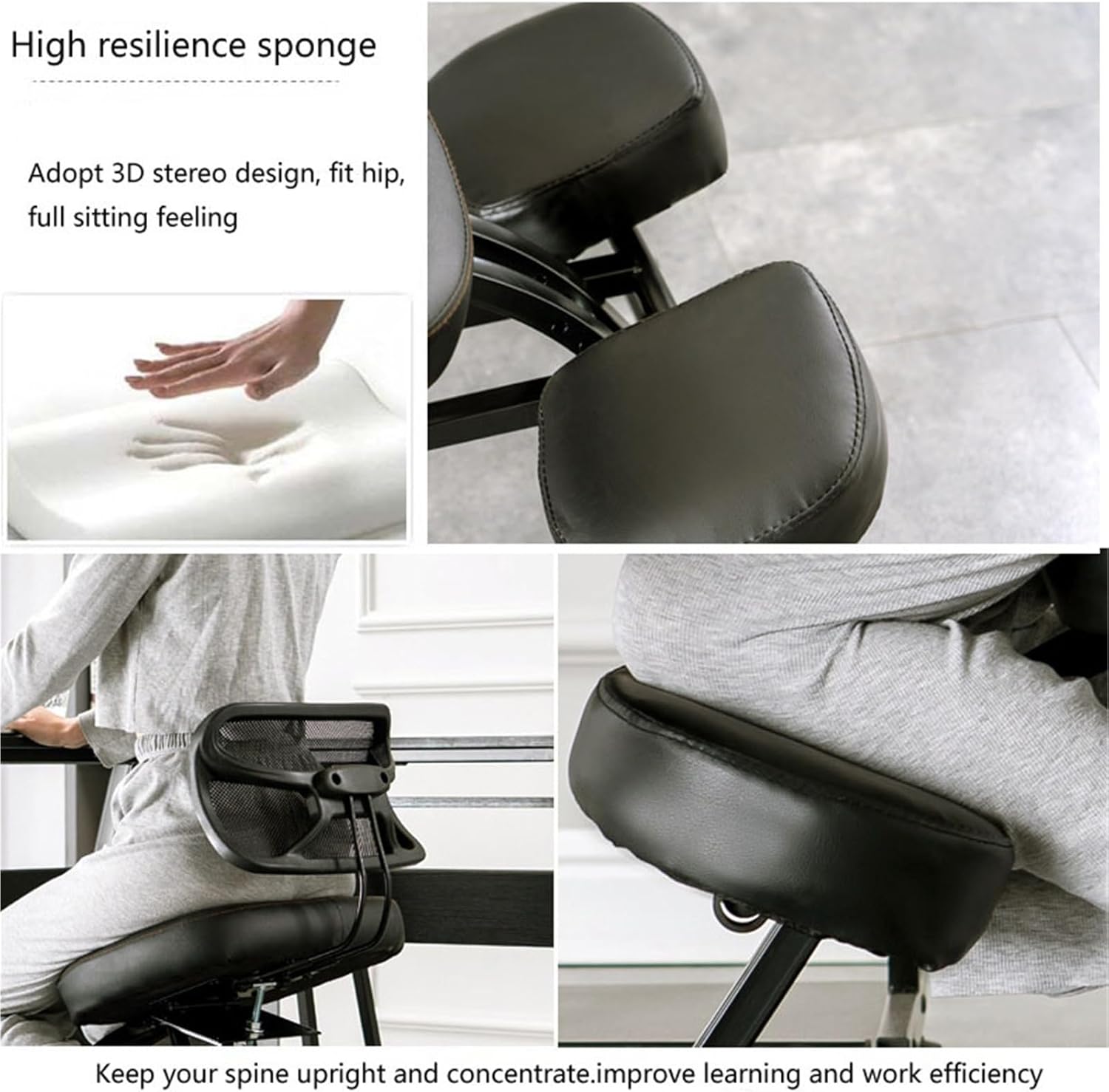 Ergonomic Kneeling Chair,Home Office Desk Chairs,Meditation Chair with Height Adjustable,Posture Office Stool with an Angled Seat and Casters