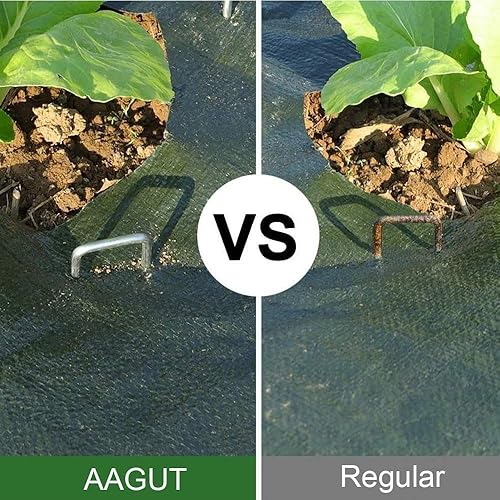 Miniatura 3 de AAGUT Paquete de 50 grapas para paisaje, estacas de calibre 11 de 12 pulgadas, grapas de jardín galvanizadas en forma de U, grapas de paisajismo