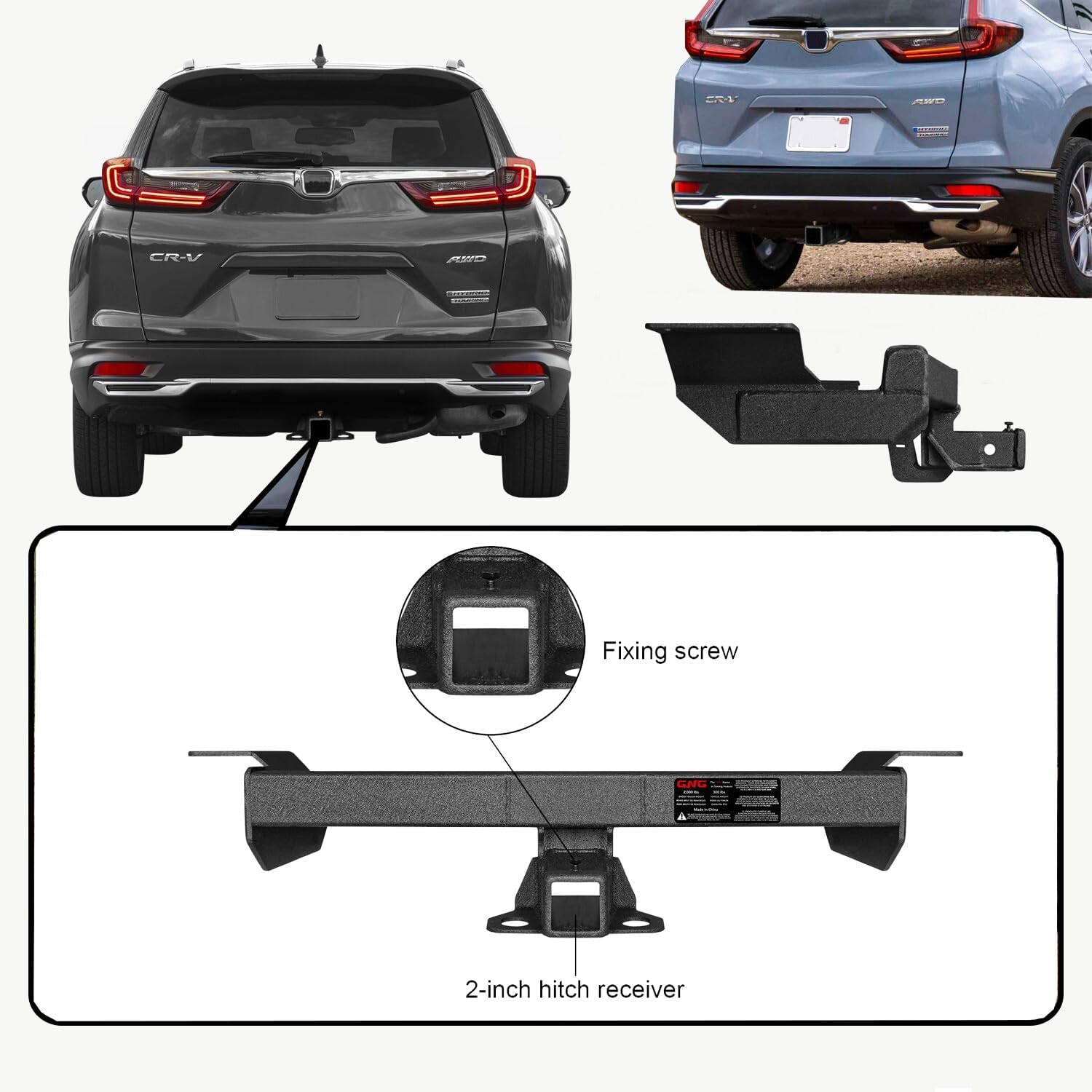 Class 3 Trailer Hitch Compatible with 2017-2025 CR-V 2” Hitch Receiver (Except EXL)