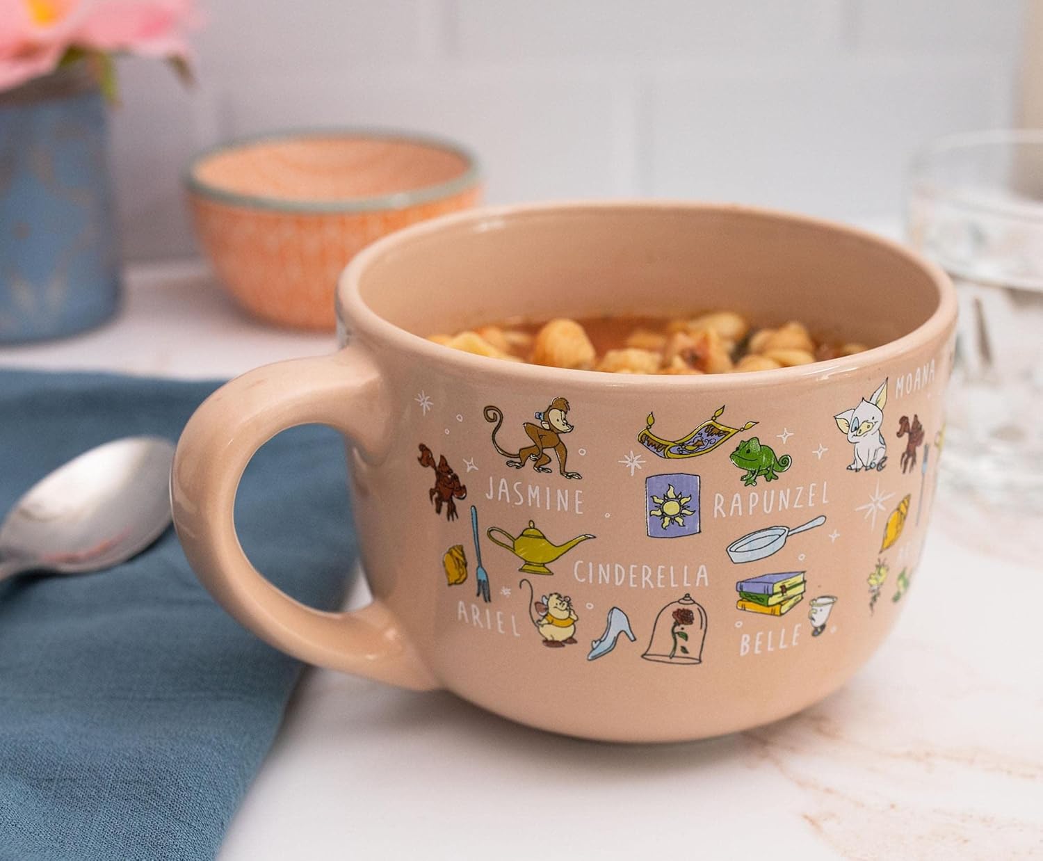 Disney Princess Ceramic Soup Mug with Vented Lid | Bowl For Ice Cream, Cereal, Oatmeal | Large Coffee Cup For Espresso, Caffeine, Beverage | Cute Home & Kitchen Decor Essentials | Holds 24 Ounces - Image 5