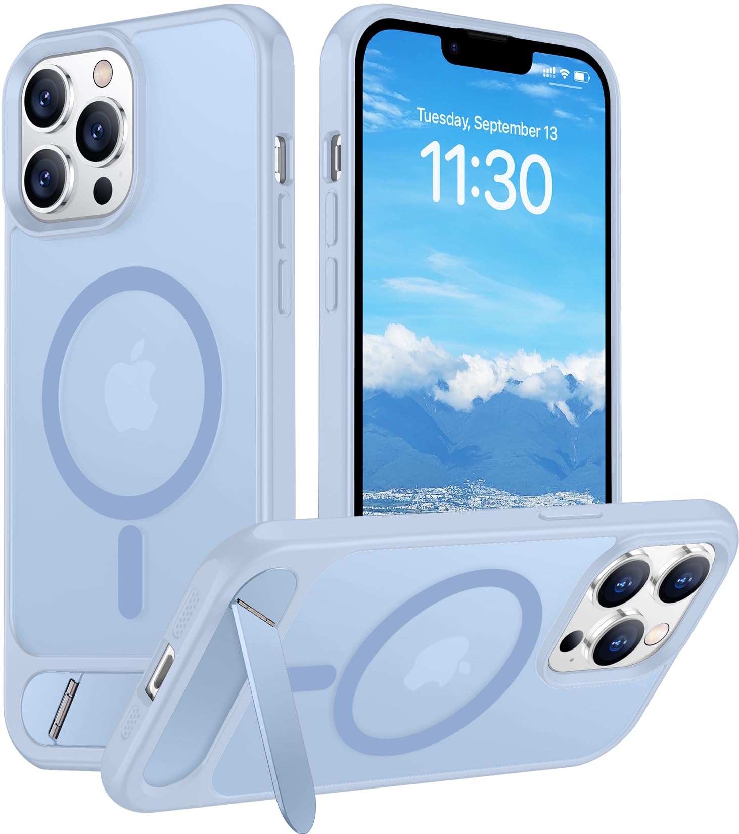 Temdan Magnetic Compatible with iPhone 13 Pro Max Case, [Built-in Invisible Kickstand][Compatible with MagSafe] [Military Grade Shockproof] Slim Translucent Matte Phone Case for iPhone 13 Pro Max 6.7"