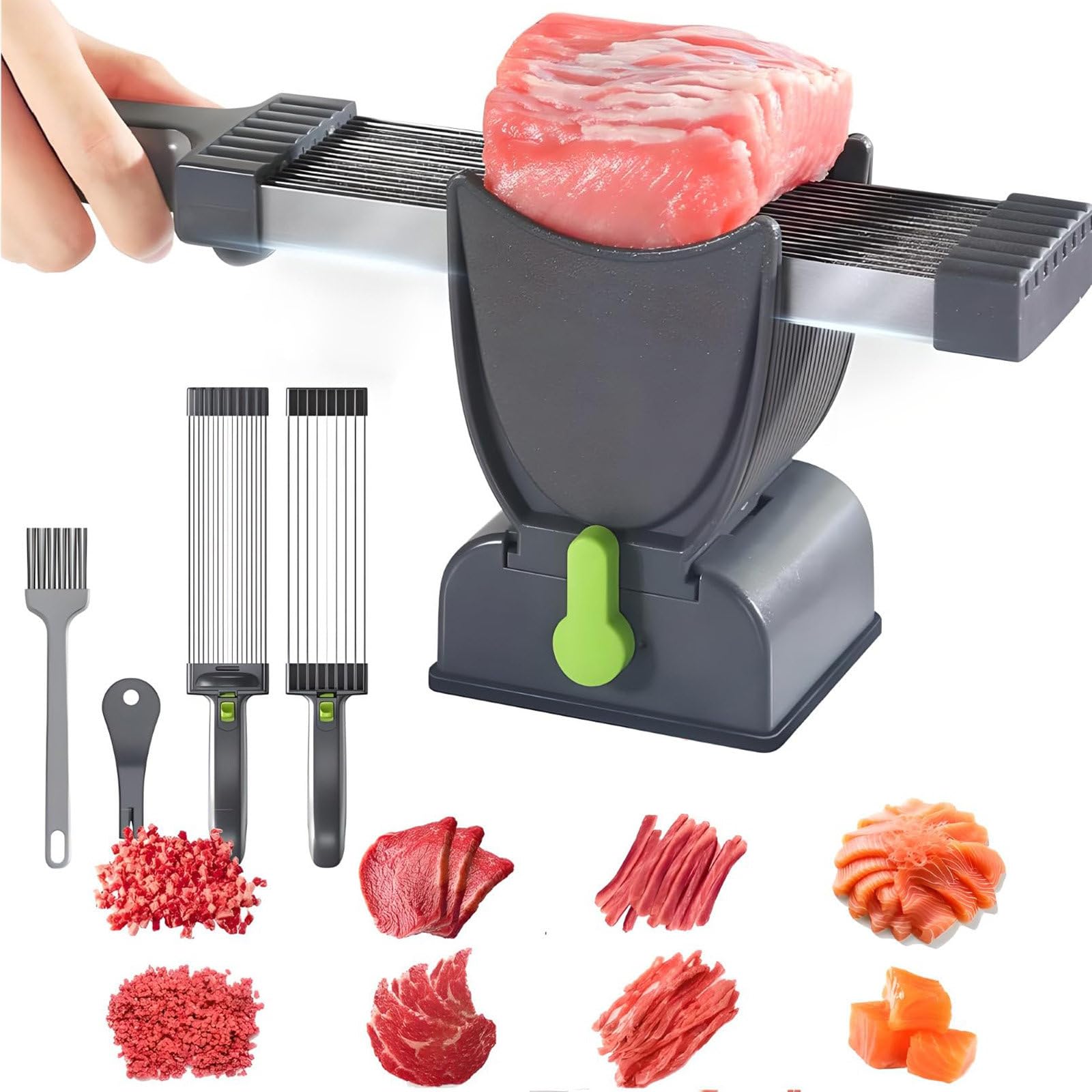 Cortadora Manual De Carne Fresca, Grosor De Corte De 2-4 mm, para Cortar Carne En Tiras O Dados En Cocinas DoméSticas, para Carne De Res, Cerdo, SalmóN Y Salchichas. Black