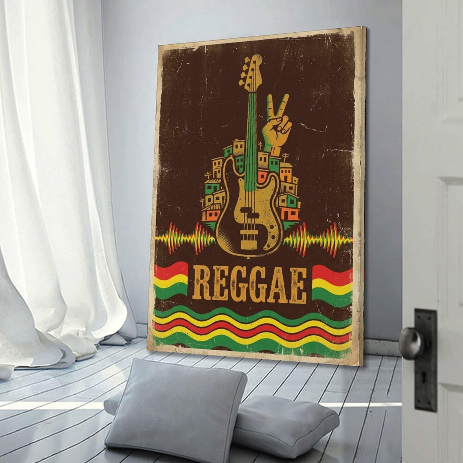 OKNGB Poster con musica Urban Reggae Peace Street Bass, stampa artistica da parete su tela, poster decorativo moderno per camera da letto, 50 x 75 cm
