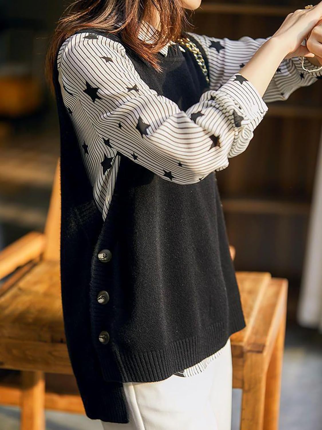 Wowcarbazole Women's Sleeveless Sweater Vest Casual Crew Neck Ribbed Knit Pullover Tops Loose Fit Full Clothes - Image 2