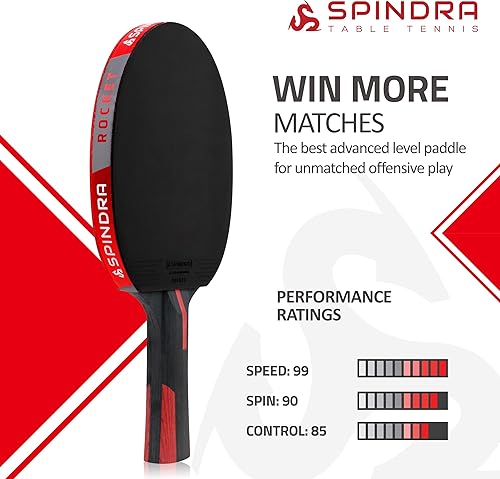 Miniatura 10 de Pala de ping pong de nivel de rendimiento, paleta de tenis de mesa intermediaavanzada con goma ofensiva de 0.079 pulgadas, esponja posquemador de