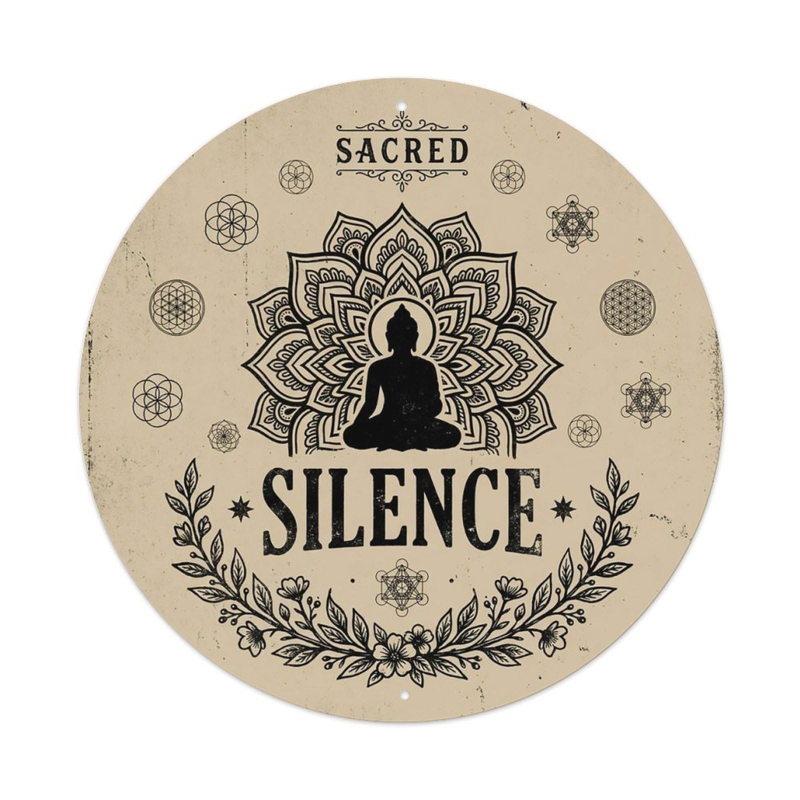 Zen Flower Meditation Den Silence Metal Tin Sign