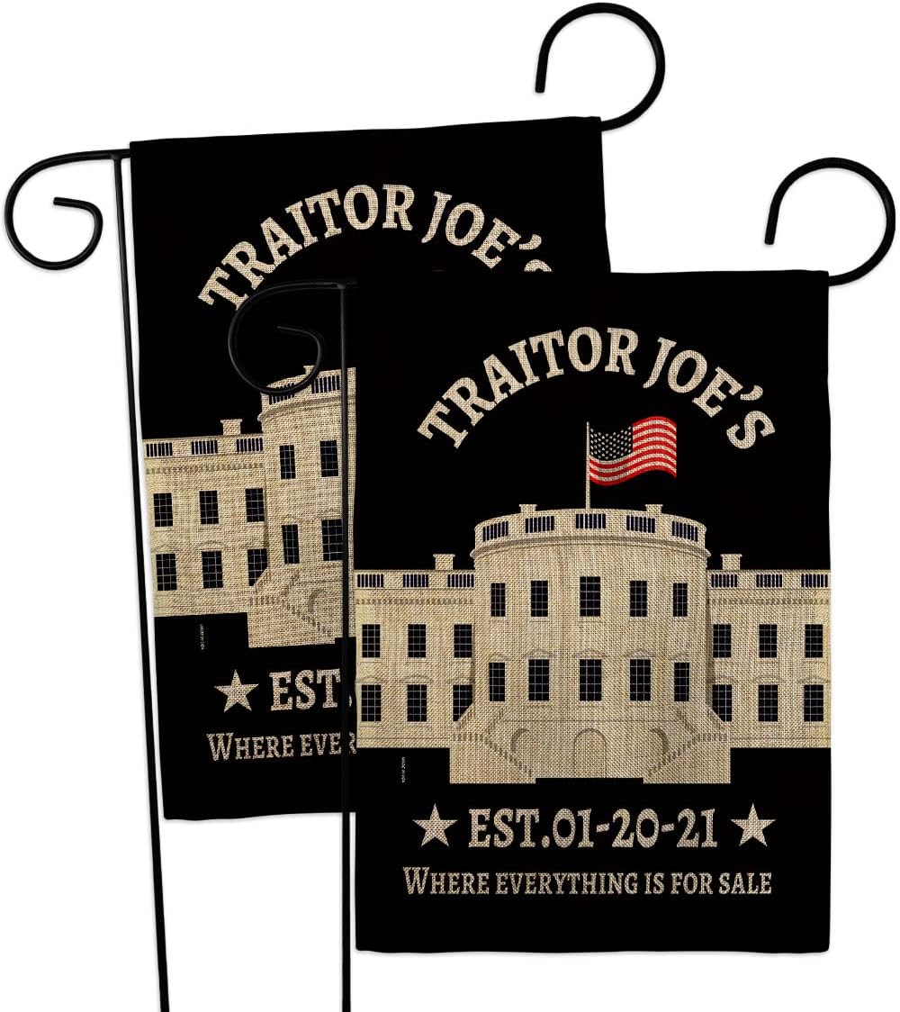 Traitor Joe's Sales Burlap Garden Flag 2pcs Pack Americana Political President Democrat Republican Tea Party United State American Election House Yard Gift Double-Sided, Made in USA