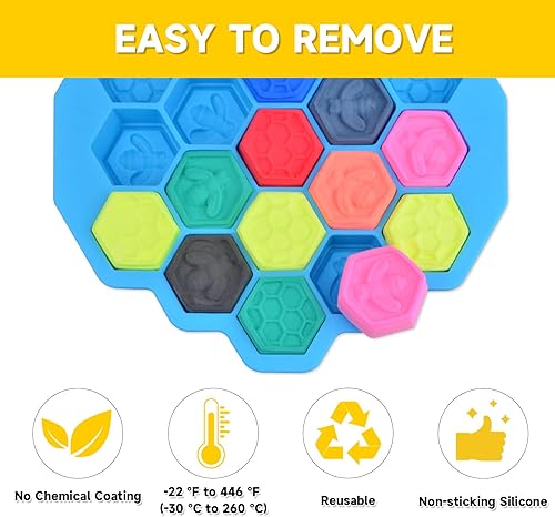 Miniatura 6 de 3 moldes de silicona de abejas de panal, moldes de chocolate con 19 cavidades, moldes de silicona de grado alimenticio para hornear, molde
