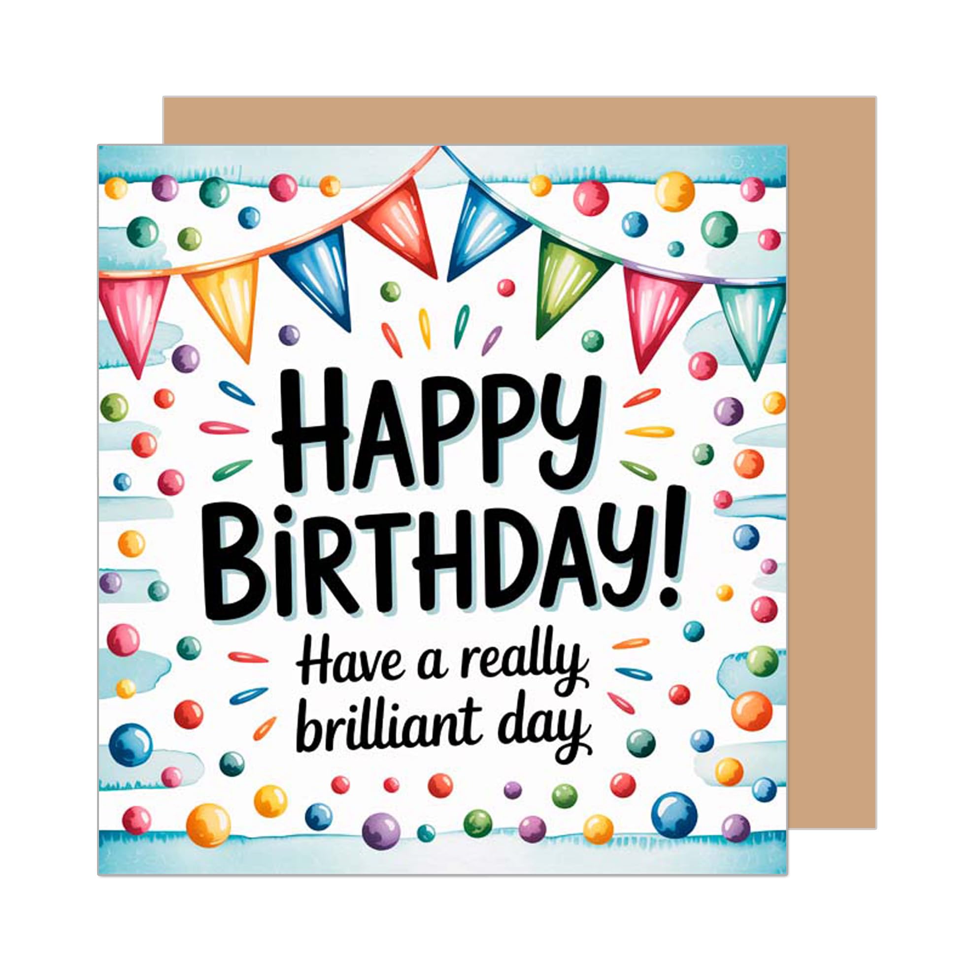 Edition Seidel Premium Square Birthday Card with Envelope - Happy Birthday Card with Text Man Woman Child Garland (GQ448 SW025)