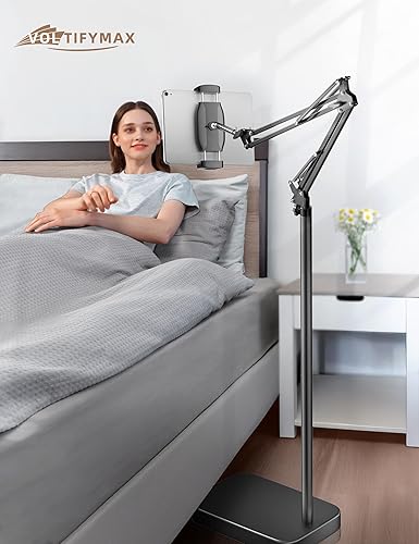 Miniatura 7 de Soporte de suelo Kindle con volteador de páginas remoto, soporte para tableta con base estable de 11 libras, soporte para tableta de altura