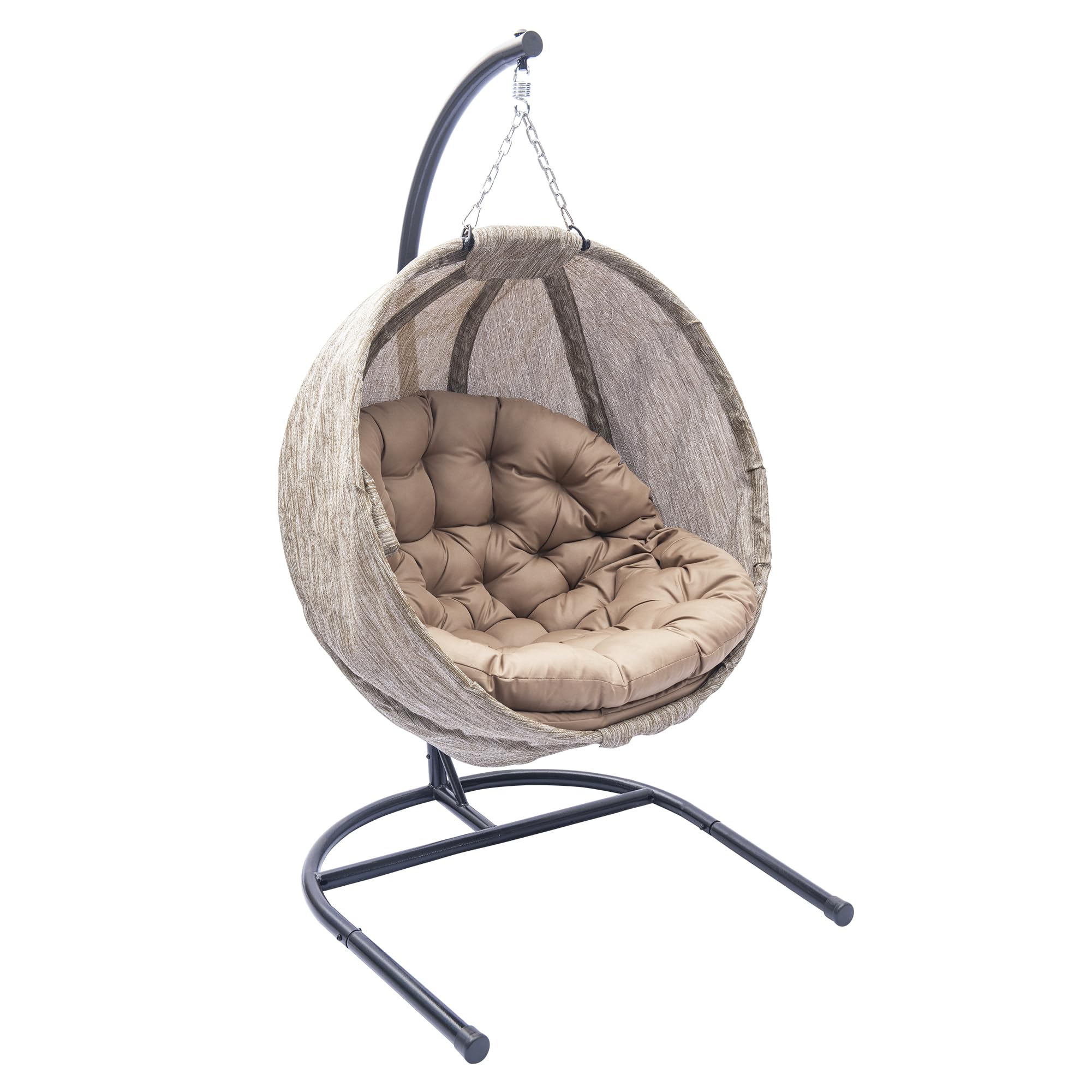 Olofable Hanging Egg Chair with Stand and Plush Cushions,Weather-Resistant Fabric, Indoor Outdoor Foldable Swing Chair for Patio, Balcony, Yard &