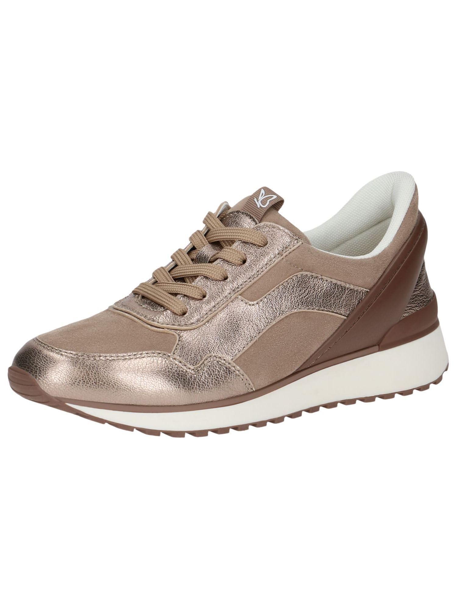 CAPRICE Women's Flat Sneakers with Laces Low Top, Brown (Taupe Comb), 7.5 UK