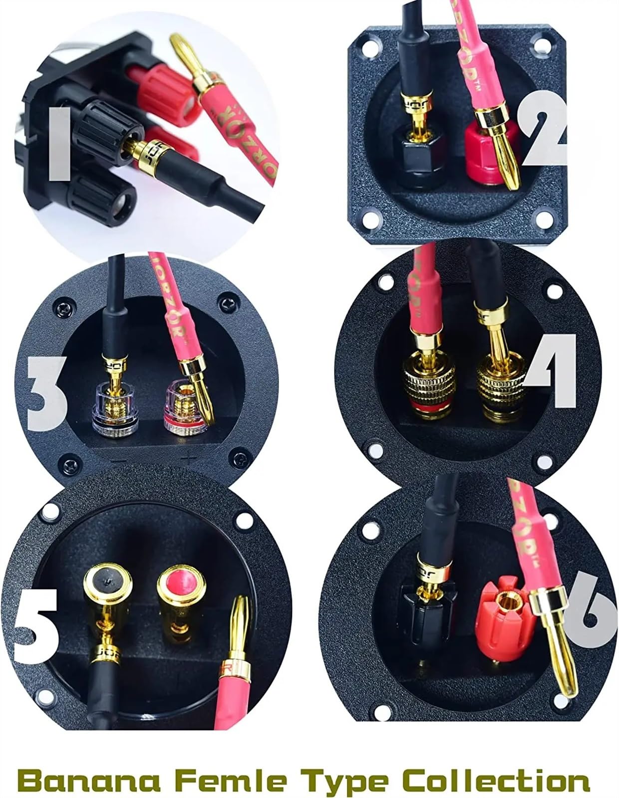 Wtyczka audio 4 mm, wtyczka bananowa do kabla głośnikowego, kabel adaptera bananowego, pozłacany 24 K, klipsy łączące 4, 8, 12, 24 sztuki (4 sztuki)