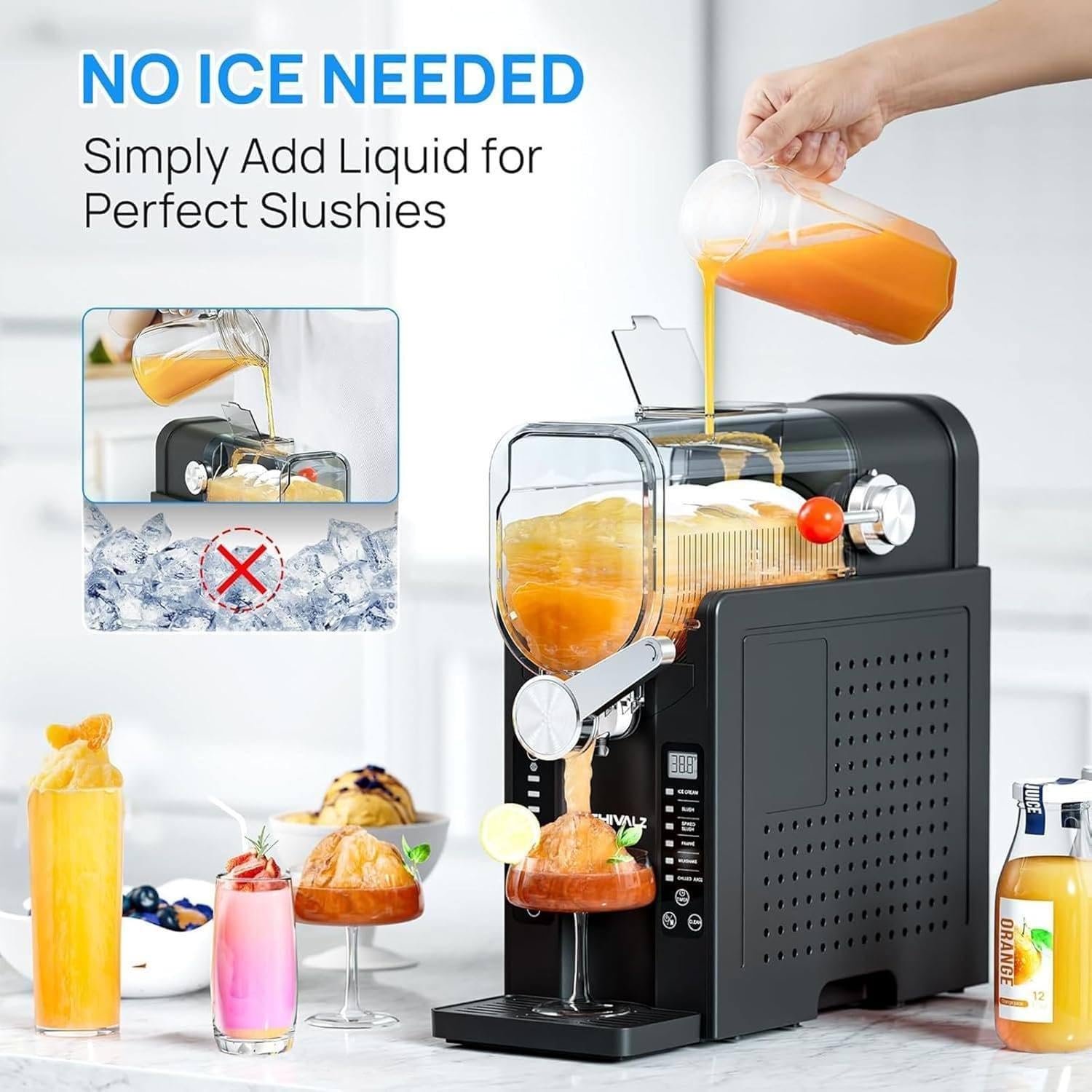 Máquina Hacer Hielo En Arena, Máquina Hacer Granizados Congelados, Máquina Automática Granizados, Limpieza Automática, Diseño Compacto Cuerpo, 220 V, para Margaritas, Frappés, Milkshakes