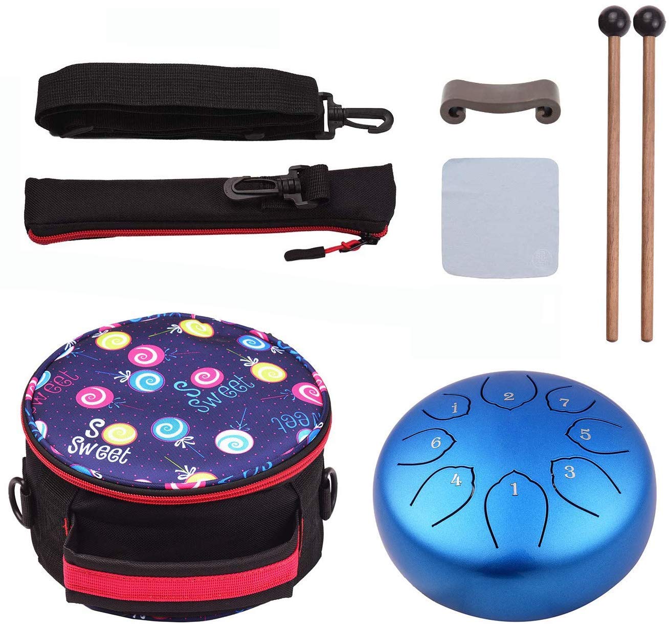 Musfunny Steel Tongue Drum for Kids: 6 Inch 8 Notes Steel Drums C Major with Drumsticks Bag Finger Cover - Handpan for Musical Education Meditation Percussion Musical Instruments - 5