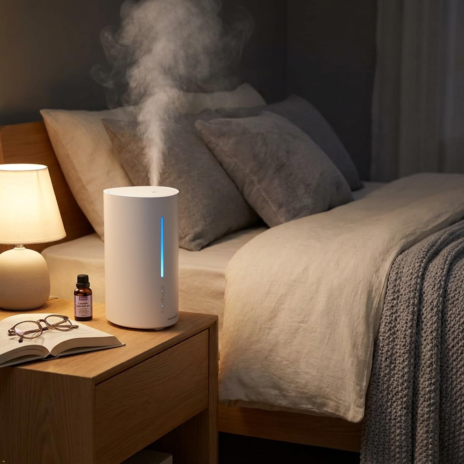 3L Top-Fill Humidificador de Aire y Difusor de Aromas,Relleno Superior Boquilla de 360°,3 Modos,Auto Apagado,Luz Nocturna,Ultra Silencioso para la Habitación de Bebés,Oficina,Dormitorio