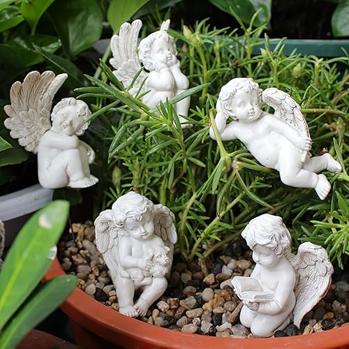 Miniatura 6 de Kisangel Adornos de alas de ángel, escultura de jardín de resina, 2.8 pulgadas, estatua decorativa de ala de ángel para decoración de patio al aire