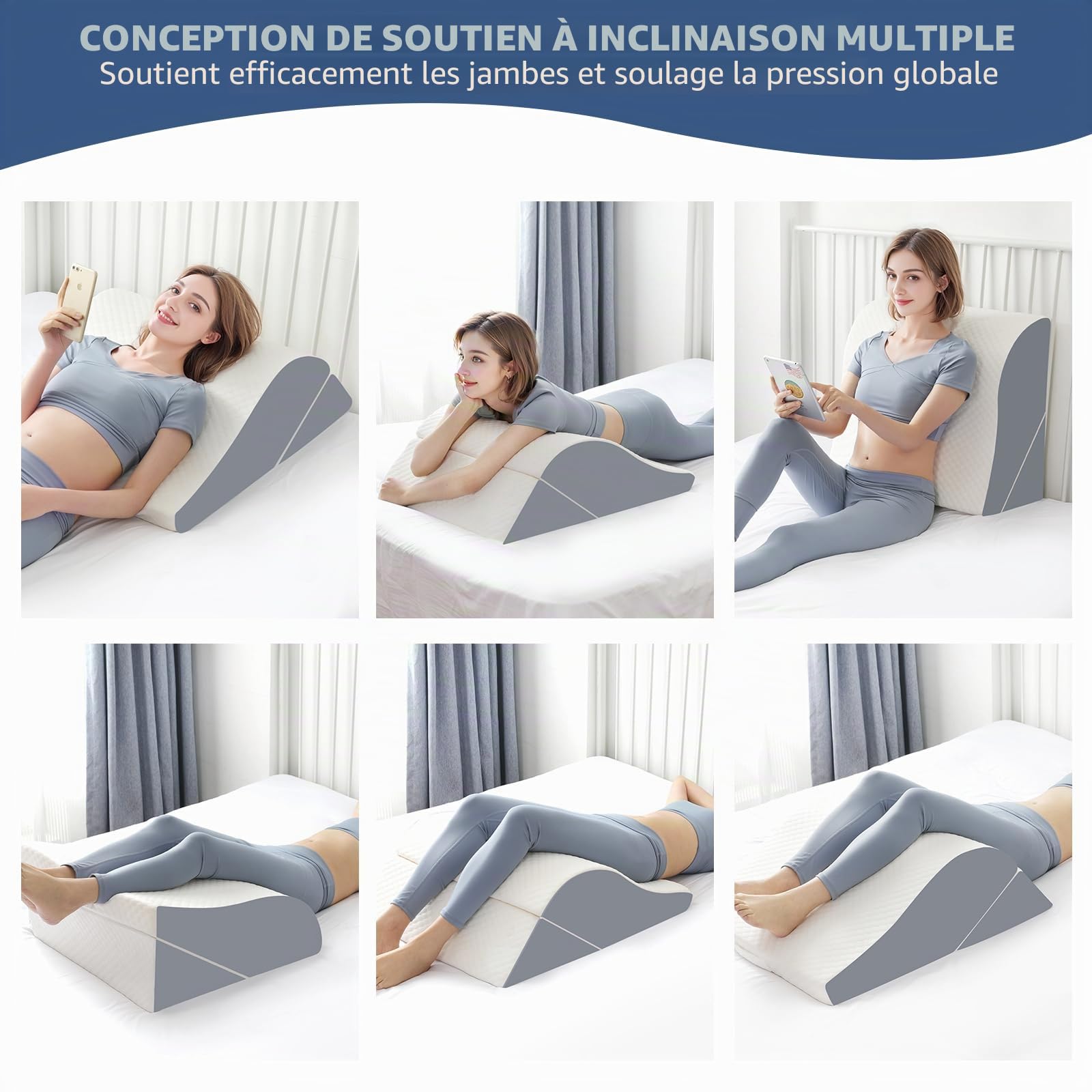 2pcs oreillers d’élévation de jambe pour dormir, oreiller de jambe après post-chirurgie de remplacement du genou, cales de jambe pour l’élévation de l’enflure, circulation, oreiller en mousse réglable