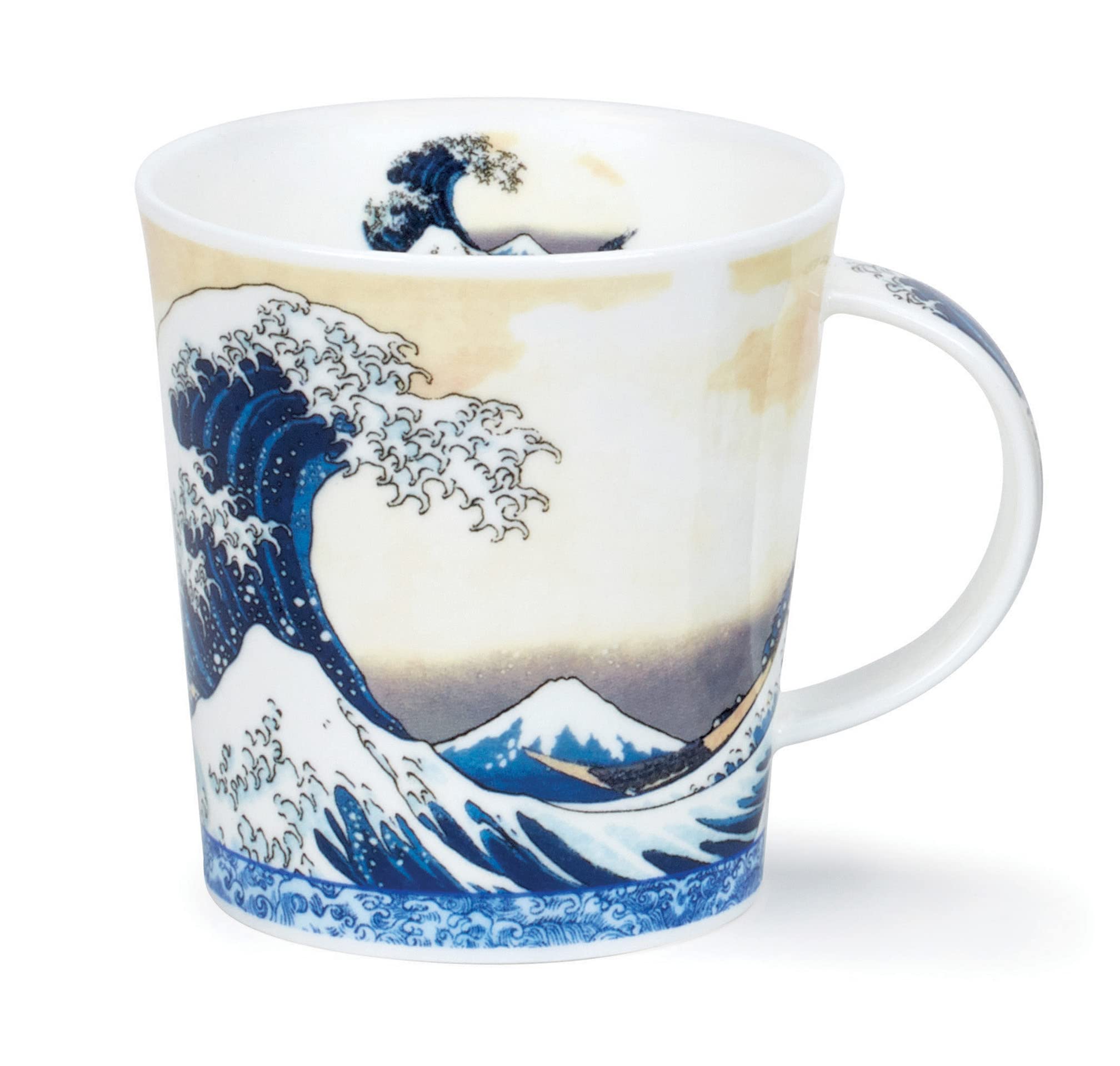 Dunoon Lomond Fine Bone China 0.32 Litre Mug Ukiyo-e (Wave), White, Moyen