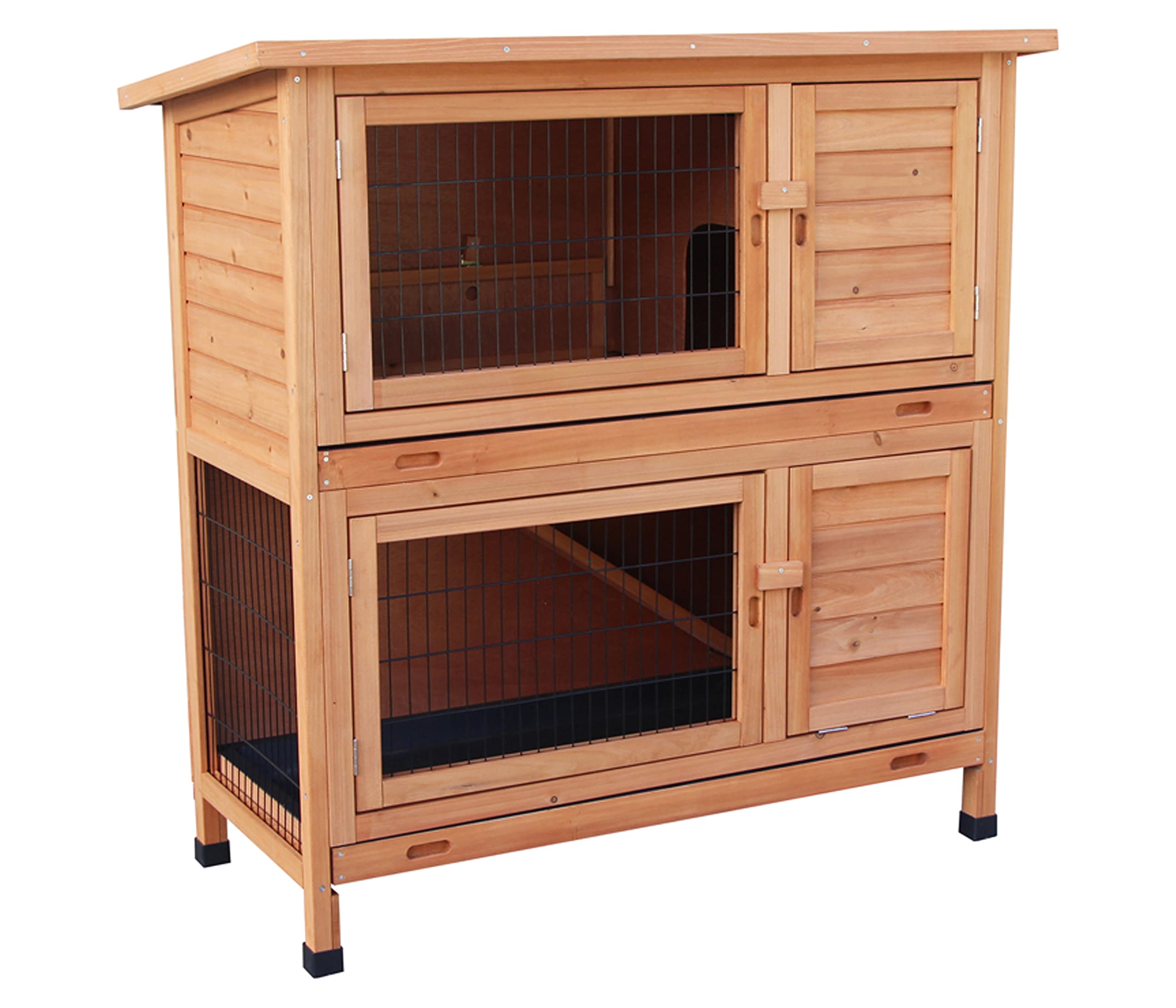 Dehner Kaninchenstall Original, ca. 114 x 57 x 116 cm, Kiefernholz, lasiert, Hellbraun