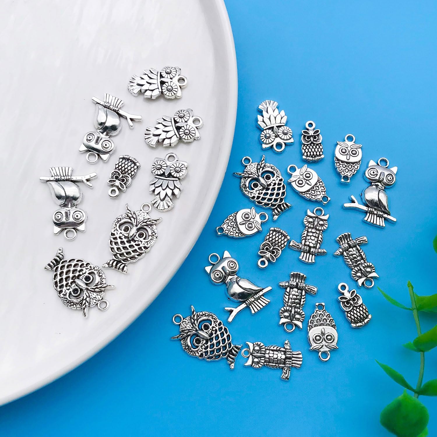 Youdiyla 96Pieces Owl Series Antique Silver Pendant Jewelry Making DIY Keychain Earrings Pendant Various Design Charms for Jewelry Making Bracelets Necklace (SN364) - Image 3