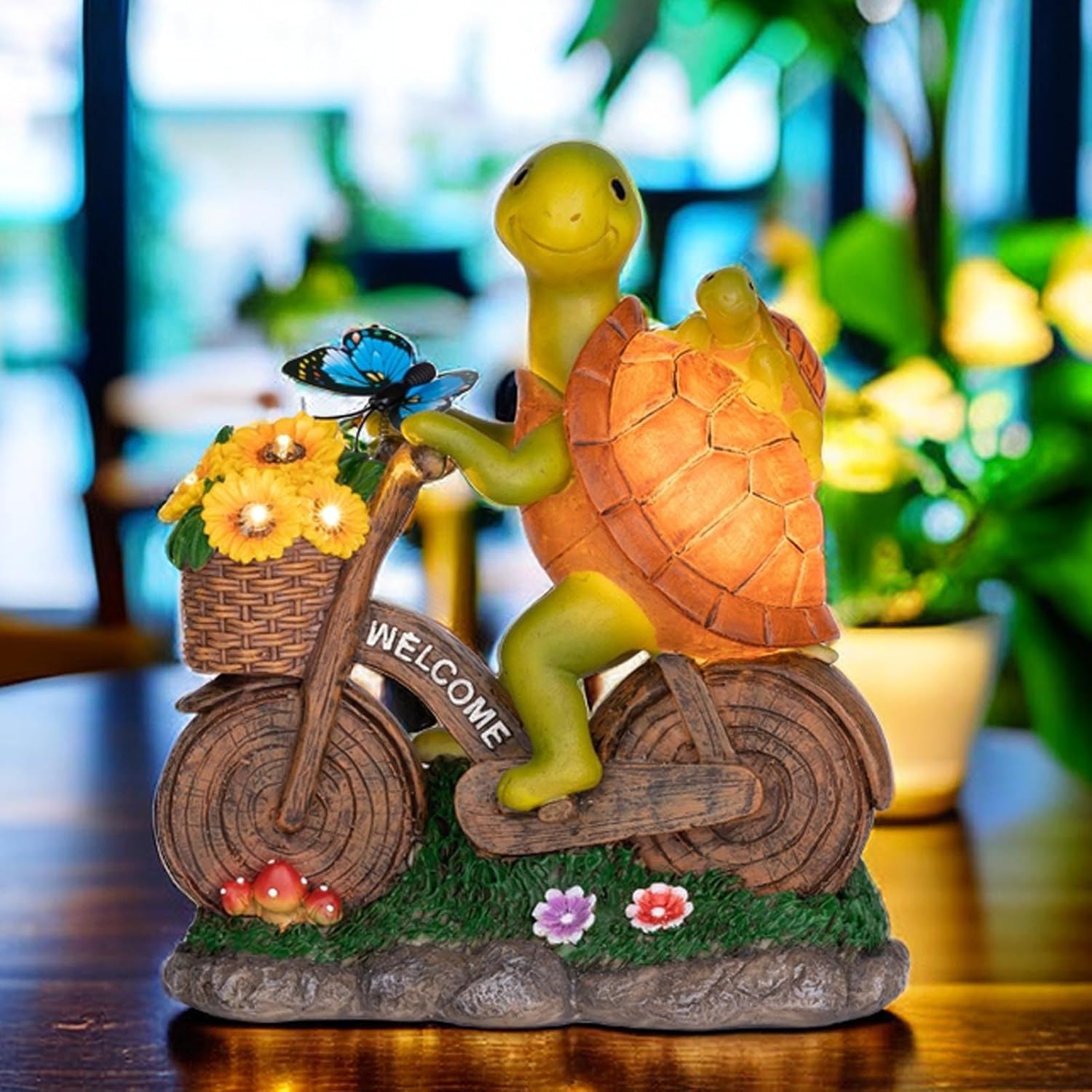 Garden Solar Turtle Statue With Lighted Sunflower - Outdoor Figurine for Garden Decor, Turtle Gifts for Women