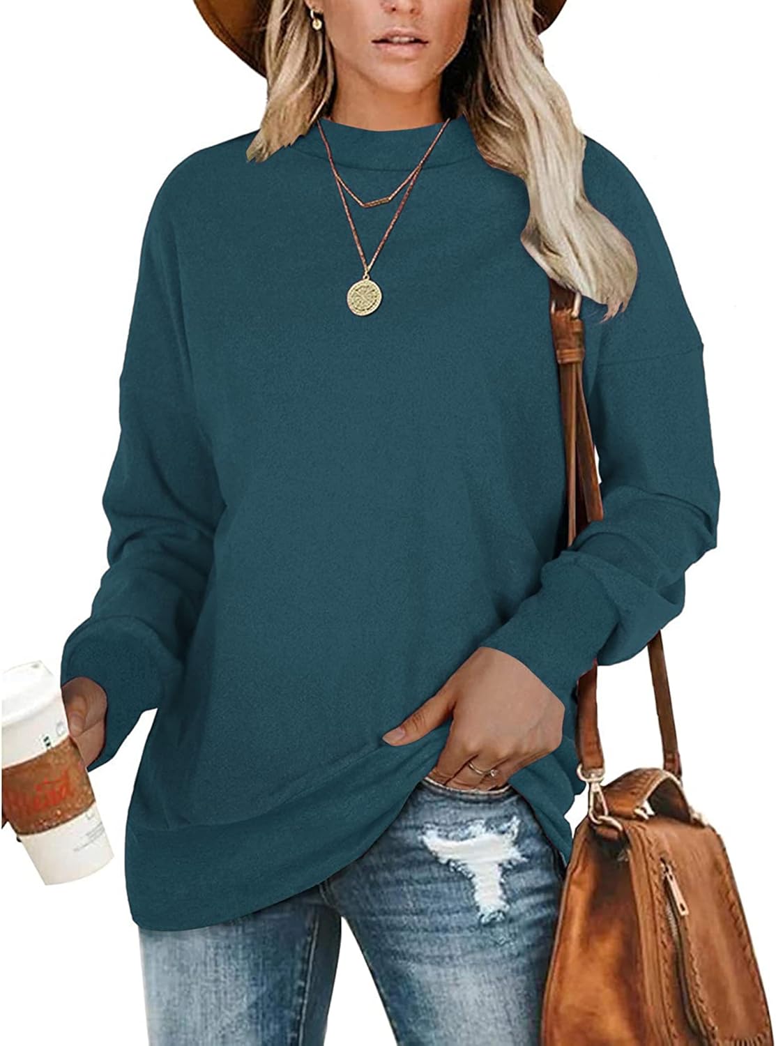 PLMOKEN Plus Size Sweatshirts for Women Casual Long Sleeve Round Neck Shirts tunic tops for Leggings M-4XL