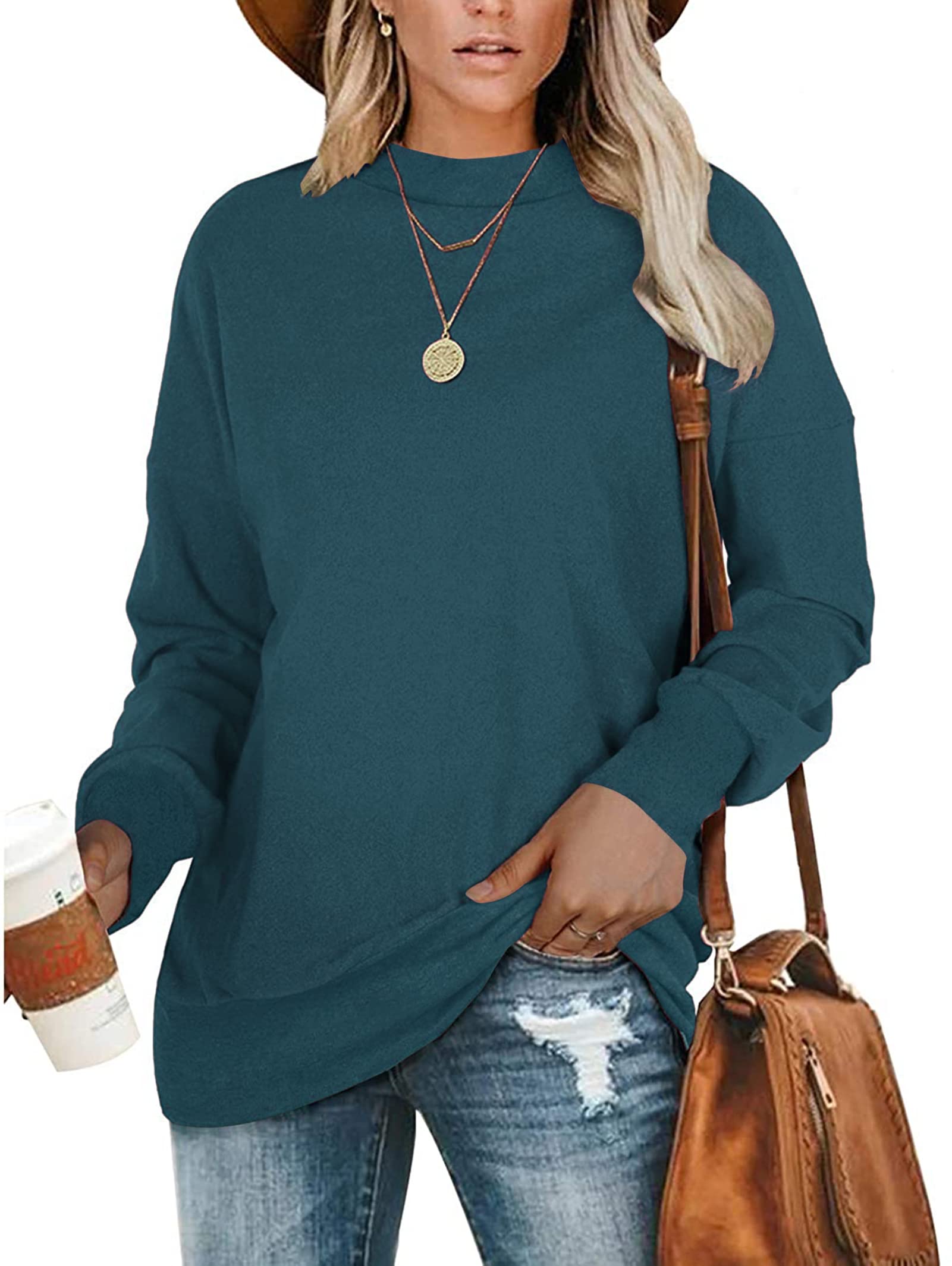 PLMOKEN Plus Size Sweatshirts for Women Casual Long Sleeve Round Neck Shirts Tunic Tops for Leggings