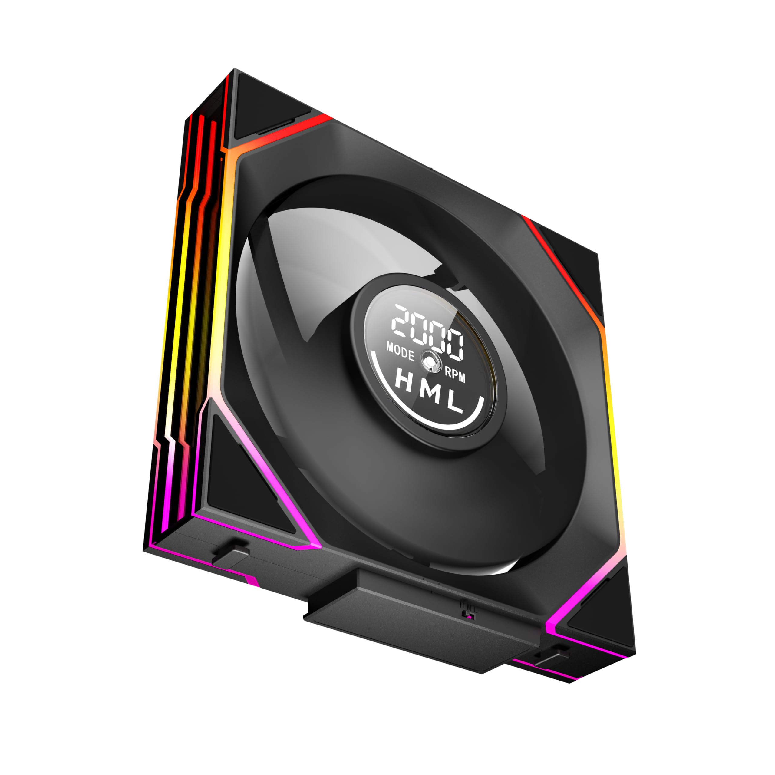 Jungle Leopard Interstellar-V4 140 mm Daisy Chain RGB PC Ventilador con indicador de velocidad, 2100RPM/70.6CFM, 5V3PIN ARGB y ventilador PWM 12V4PIN (Negro Reverse Blade)