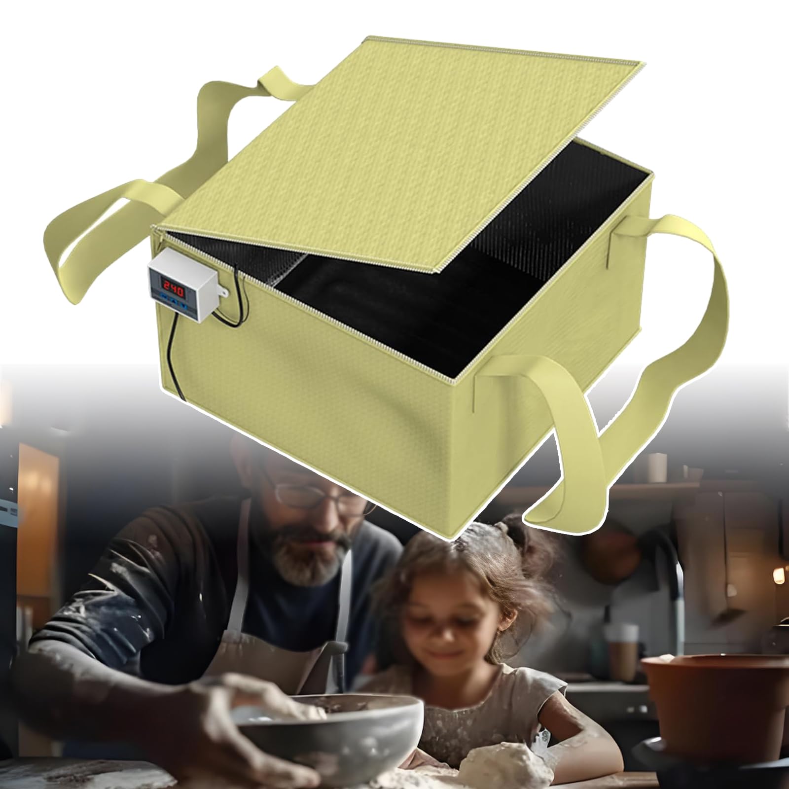Horno de masa multiusos (-50-110 °C), con control de temperatura y temperatura de parada ajustable, sin olor al calentarse, ideal para hacer pan, yogur y natto,Yellow