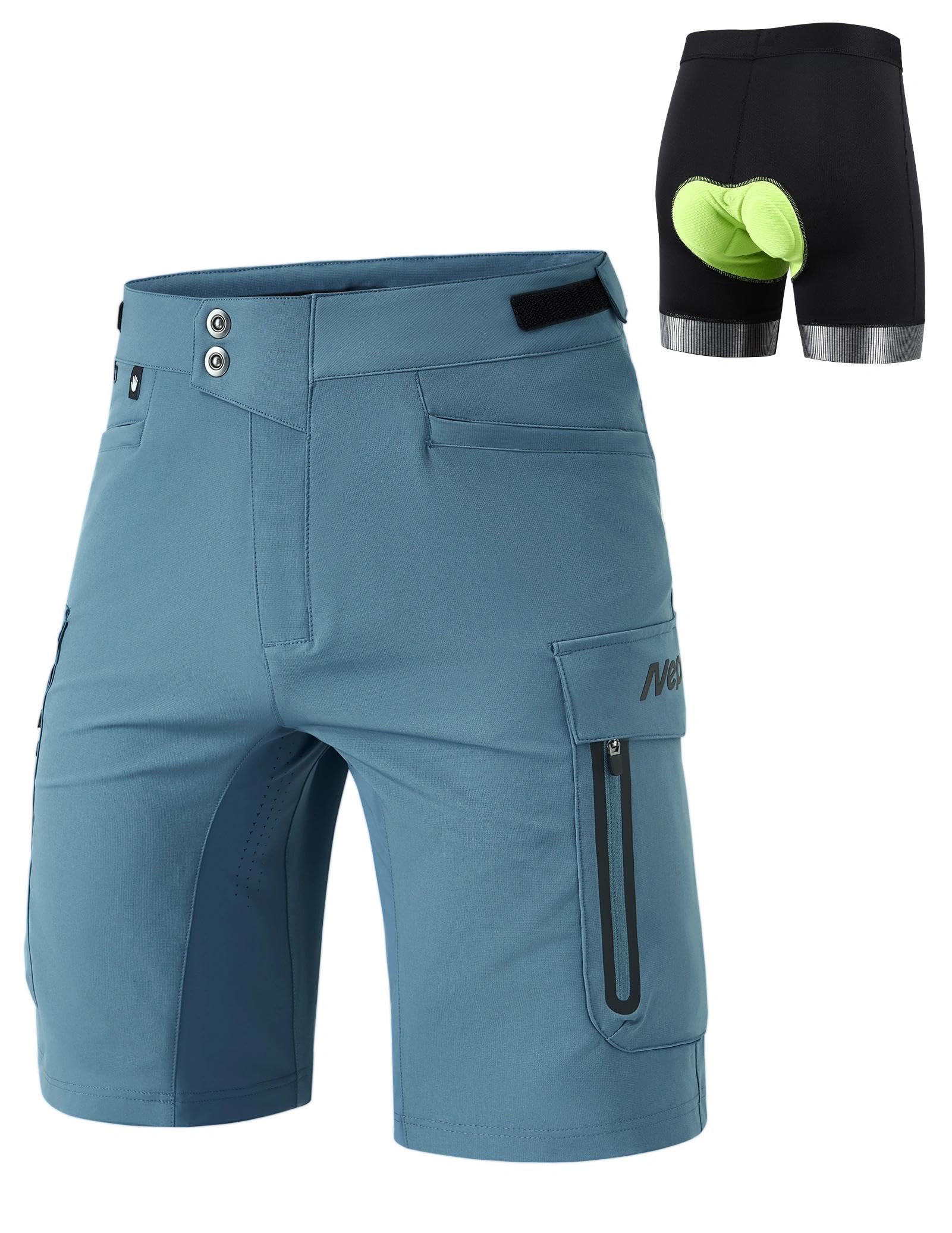 Nepest Pantalon de cyclisme court pour homme - Rembourré 4D - Séchage rapide